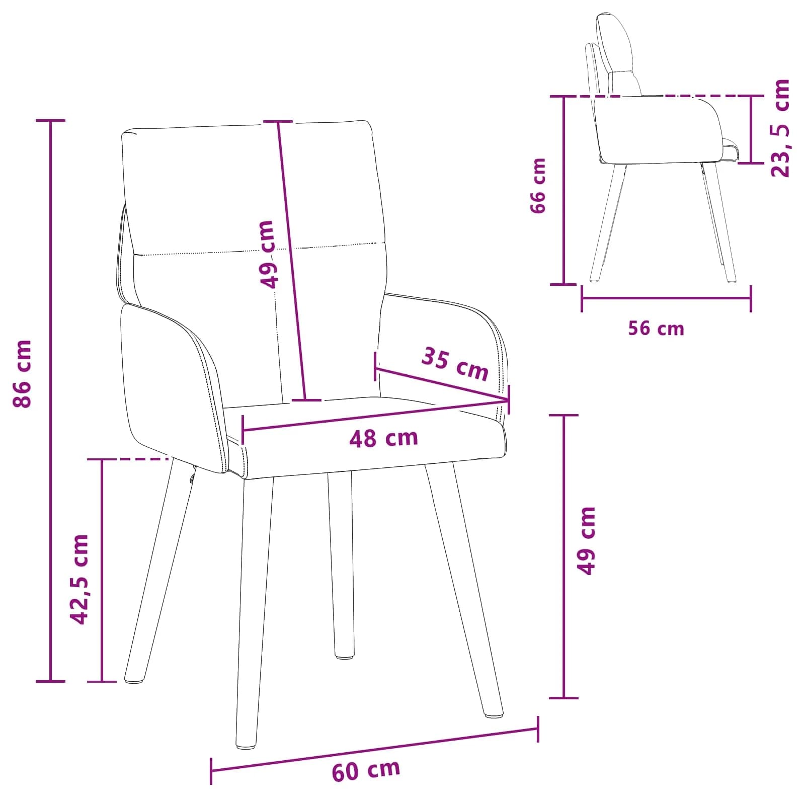 Jedilni stoli 2 kos Blago Temno siva 60 x 56 x 96 cm - slika 8
