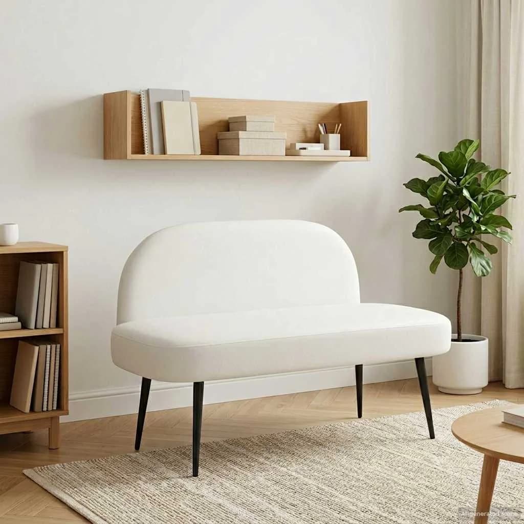 Oblazinjena klop z naslonom Bela 110 x 60 x 76 cm Umetno usnje