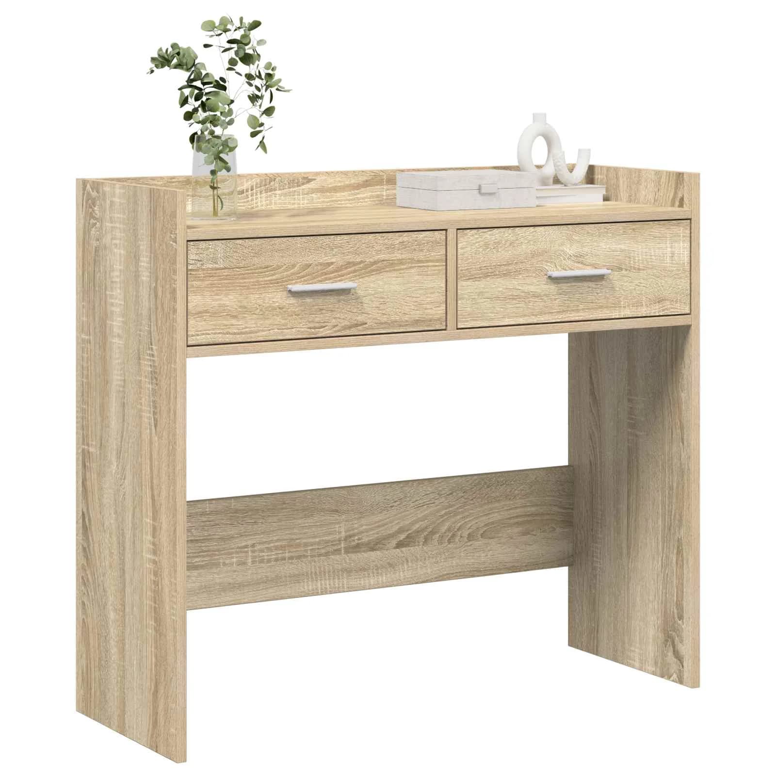 Konzolna miza Sonoma hrast 90 x 35 x 80 cm Inženirski les - slika 2