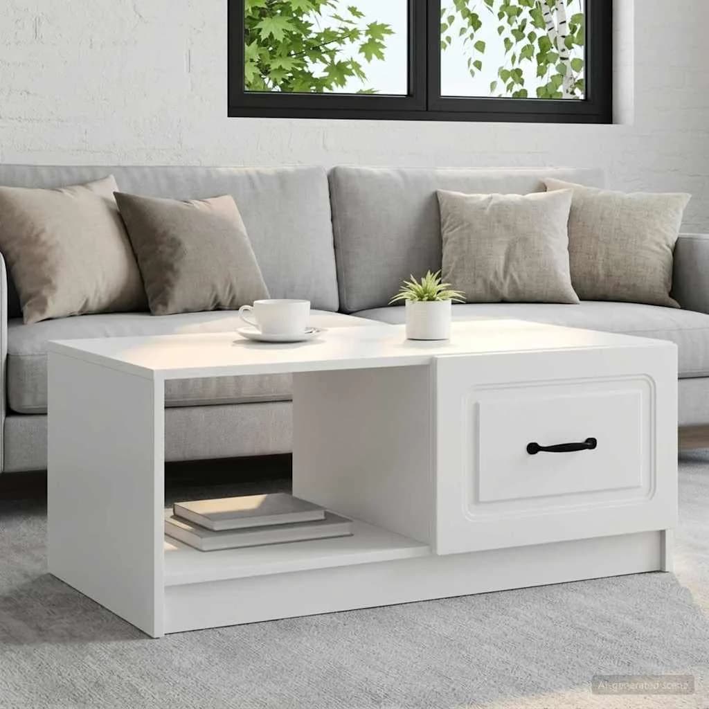 Klubska miza Bela 90 x 50 x 37 cm Inženirski les