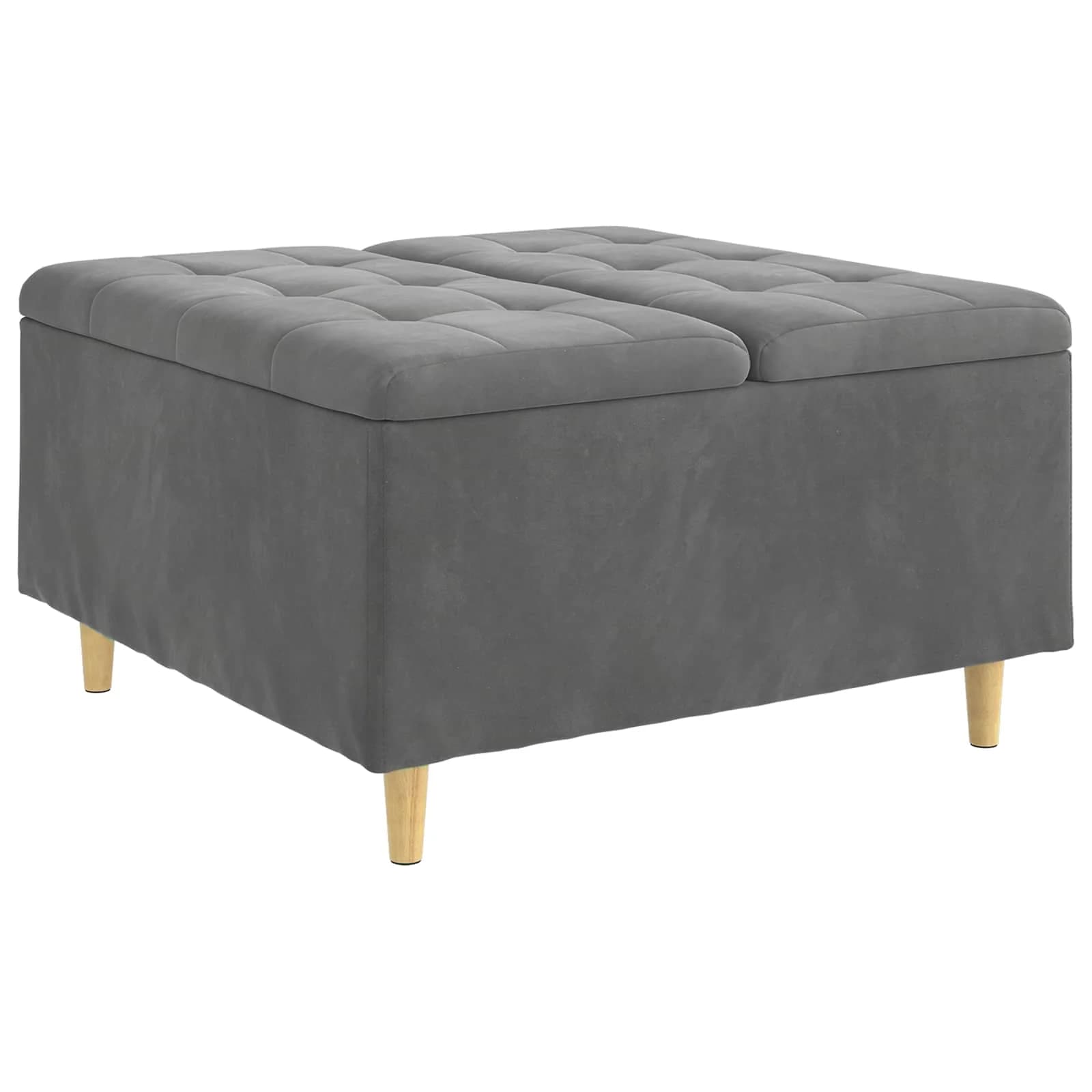 Shranjevalna tabureta Temno siva 80 x 80 x 45 cm Žamet - slika 2