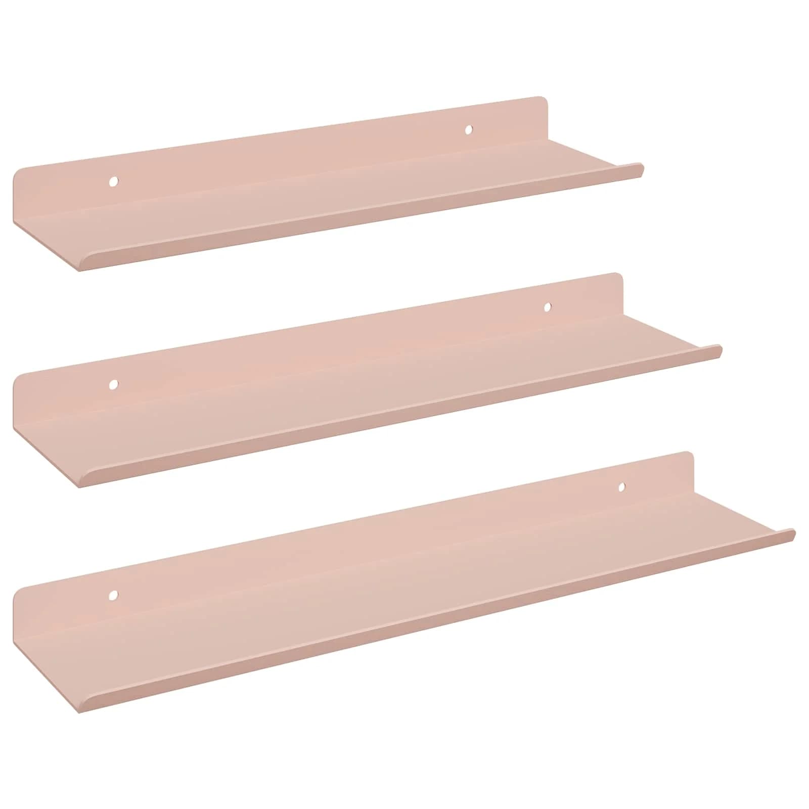 Ležeča polica Montaža za steno 3 kos Roza 40 x 9 x 2,5 cm Jeklo - slika 2