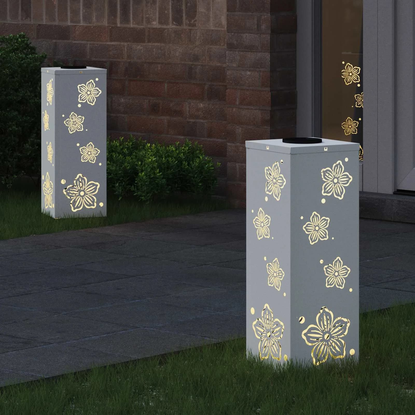 Solarno LED svetilo za pot 2 kos Toplo bela 18 x 18 x 50 cm - slika 3