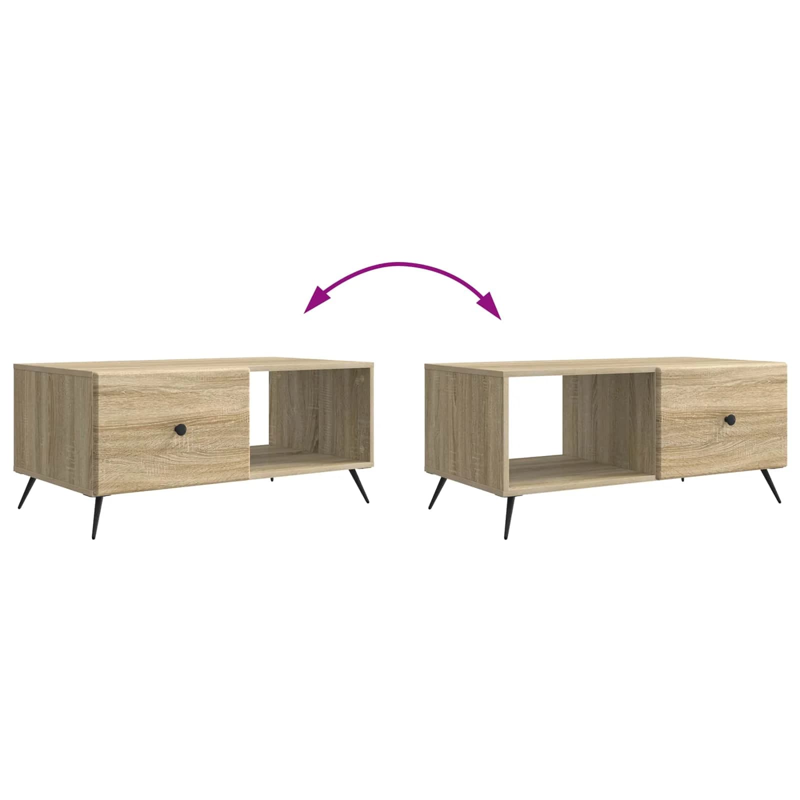 Klubska miza Sonoma hrast 90 x 50 x 40 cm Inženirski les - slika 10
