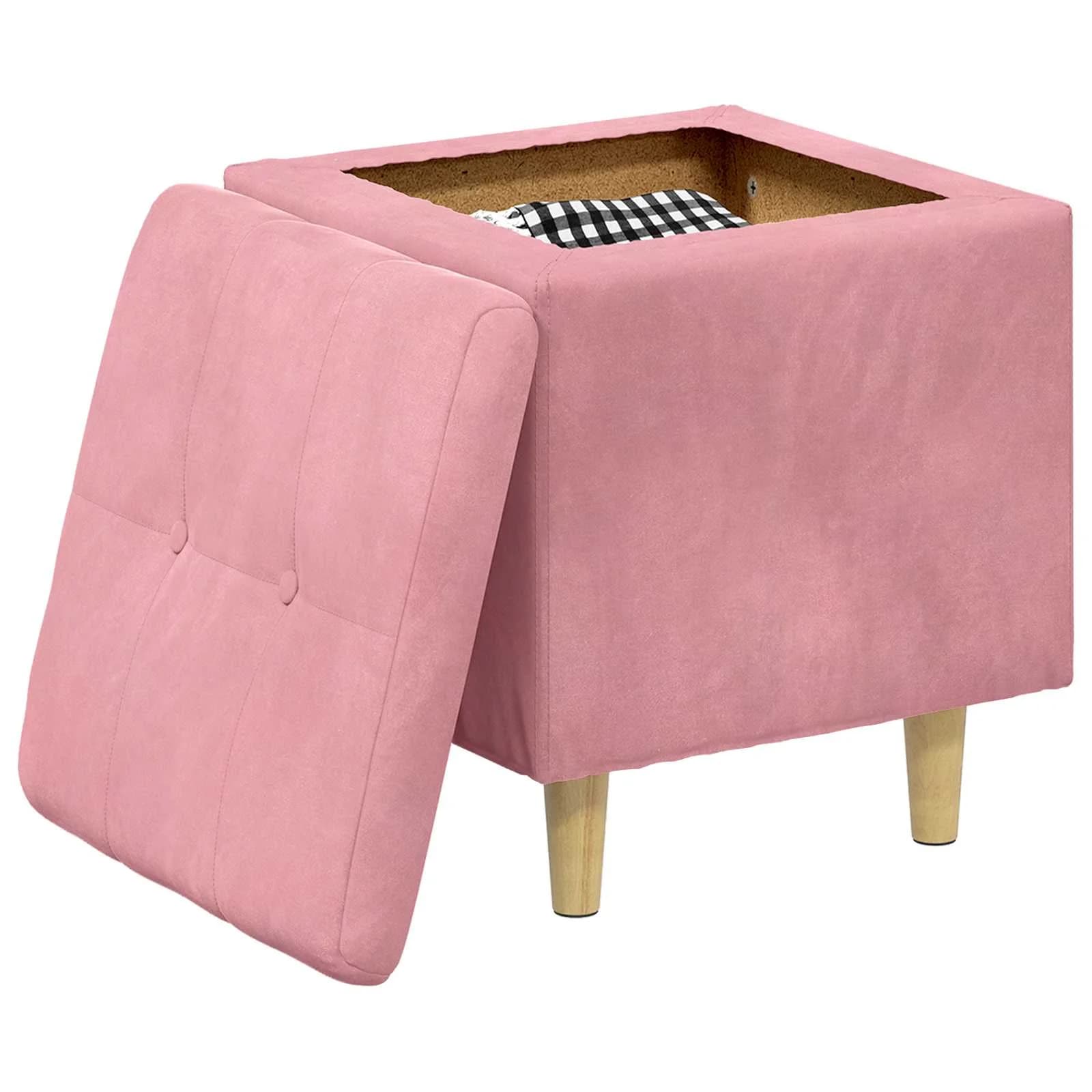 Ottoman s shranjevanjem 40 x 40 x 45 cm Žamet - slika 3