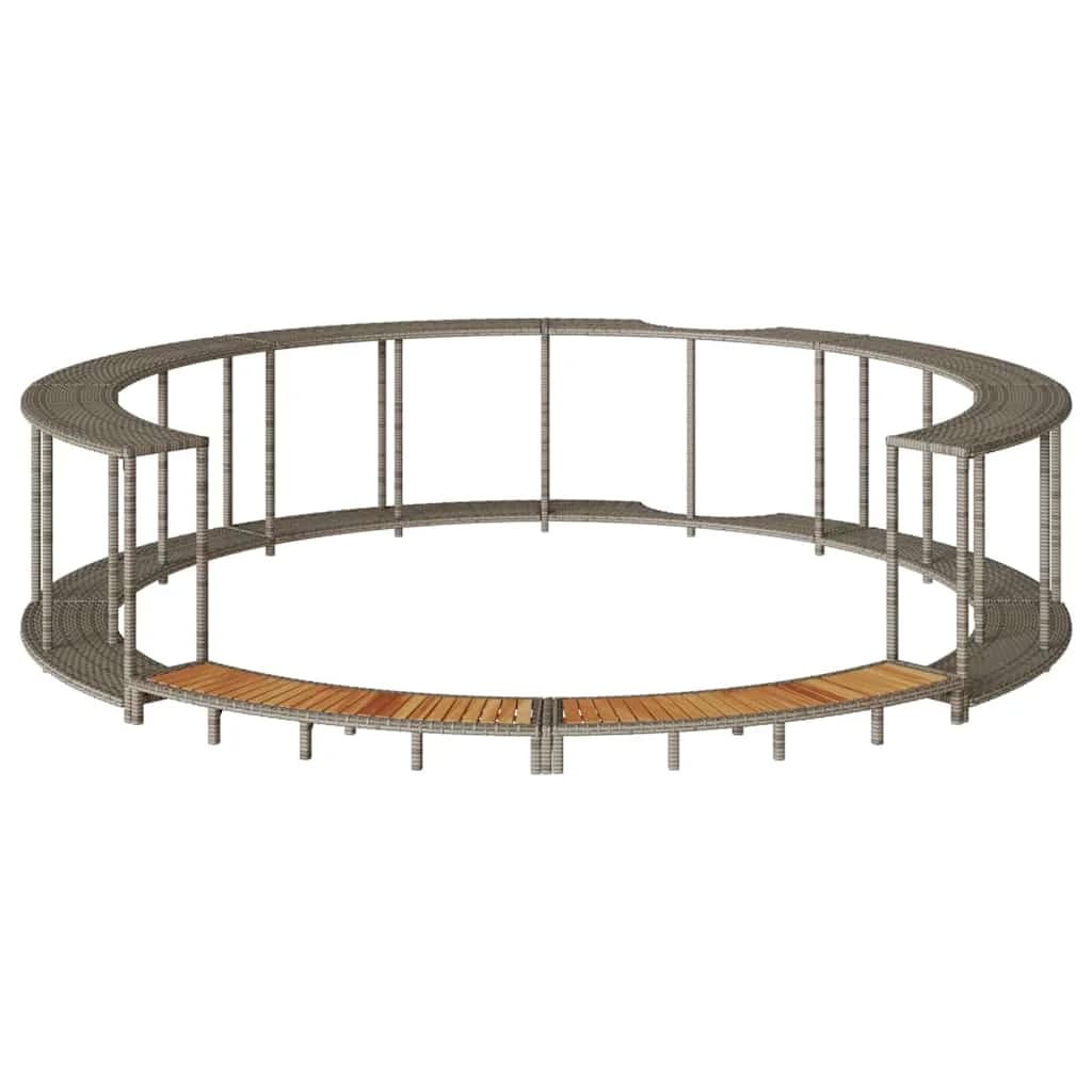 Hot Tub Surround s shranjevanjem in leseno stopnico Grey - slika 5
