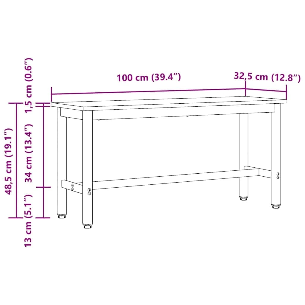 Jedilna klop Sonoma hrast 100 x 32,5 x 48,5 cm - slika 9