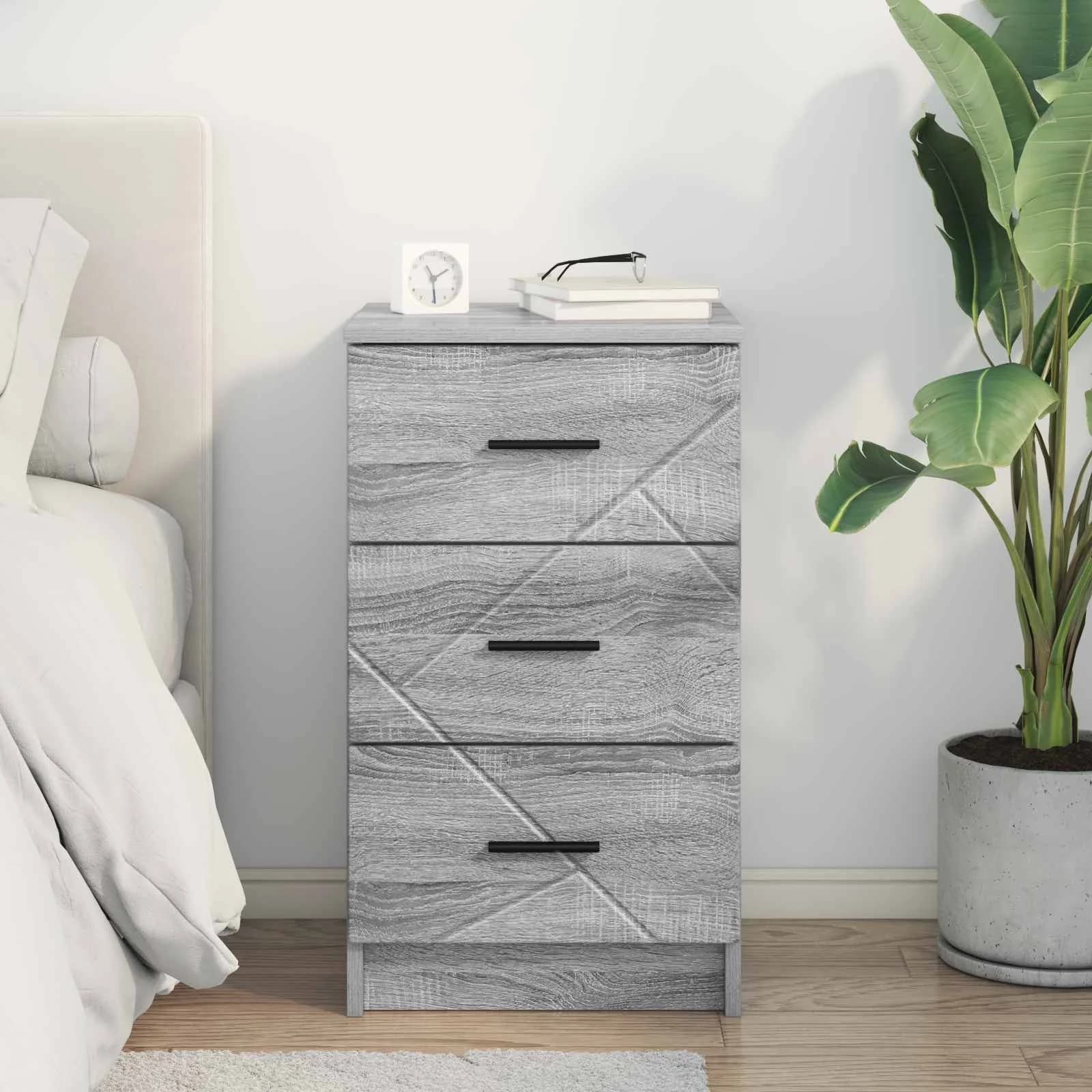 Nočna omarica Siva sonoma 38 x 38 x 66 cm Inženirski les - slika 4