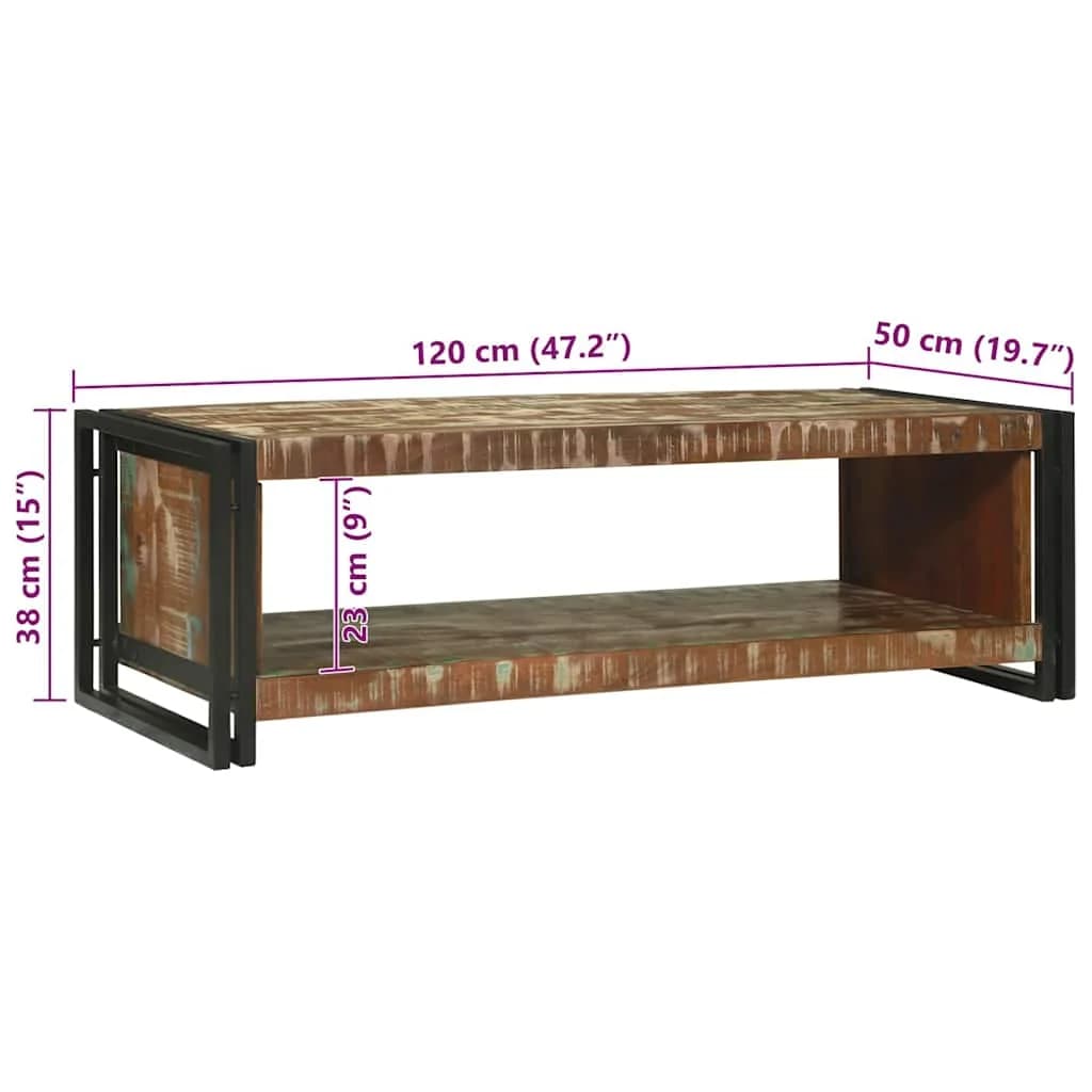 Klubska miza večbarvno 120 x 50 x 38 cm Trdna obnovljena les - slika 10