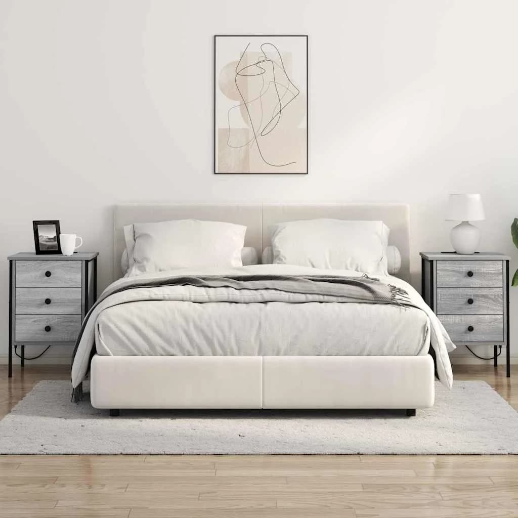 Nočna omarica 2 kos Siva Sonoma 42 x 41 x 61 cm Inženirski les - slika 4