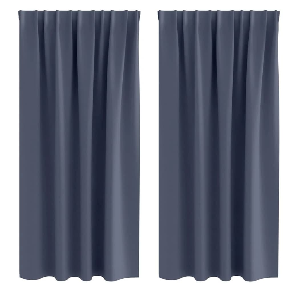Zavese za zatemnitev z obroči 2 kos Antracit 175 x 140 cm - slika 2