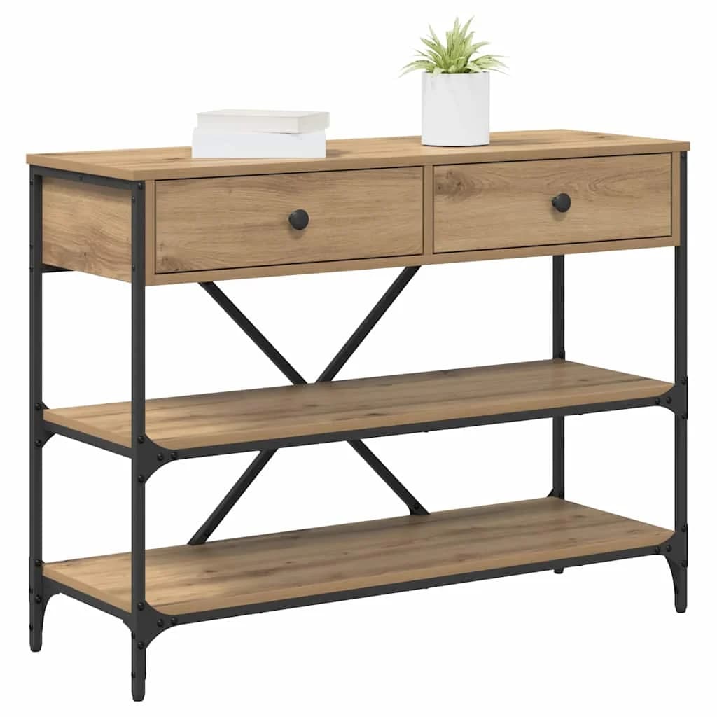 Konzolna miza Rjava 100 x 34,5 x 75 cm les - slika 3