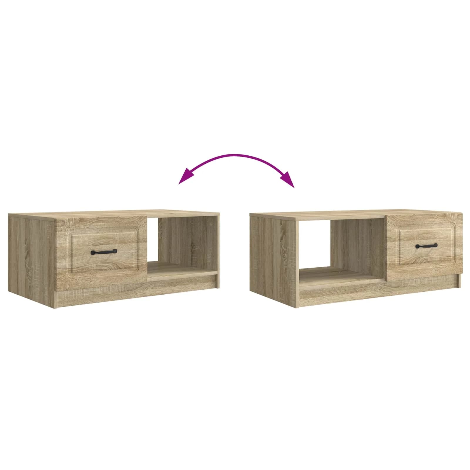 Klubska miza Sonoma hrast 90 x 50 x 37 cm Inženirski les - slika 10