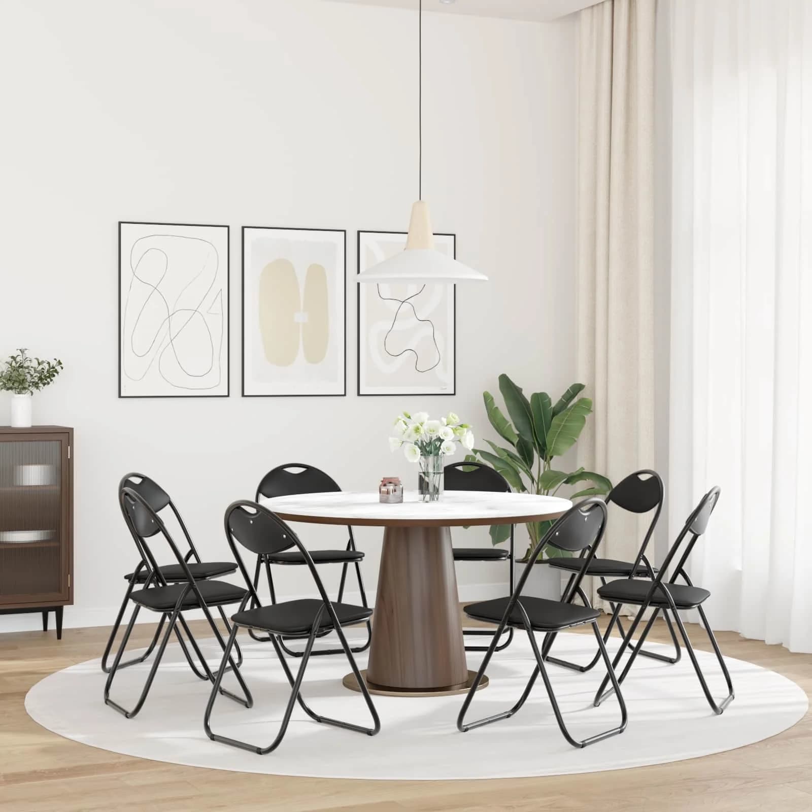 Zložljiva stolica 8 kos Umjetno usnje Črna 48 x 43,5 x 81 cm - slika 4