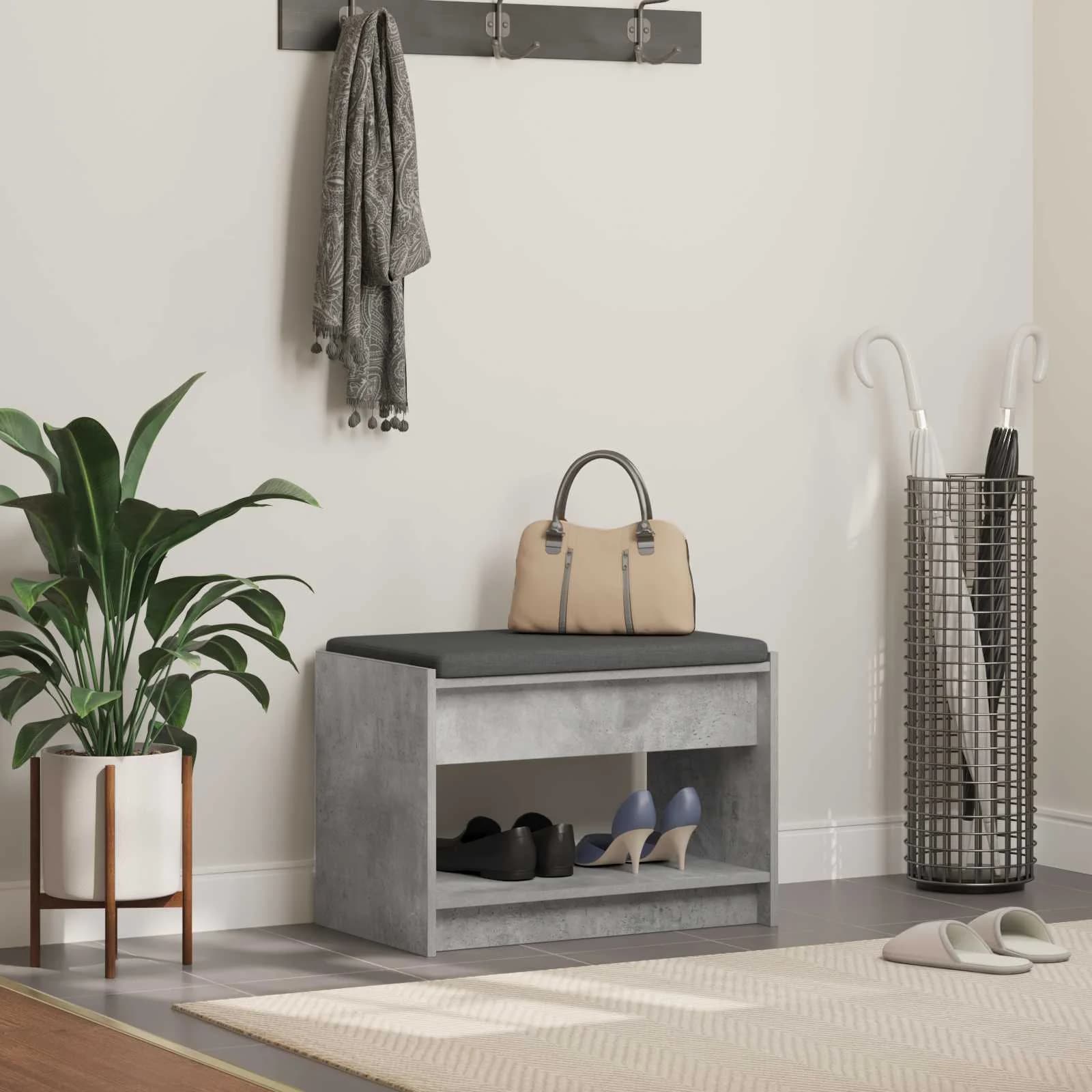 Haldna klop Beton Siva 63 x 38 x 45 cm Oblikovan Les in Tkanina