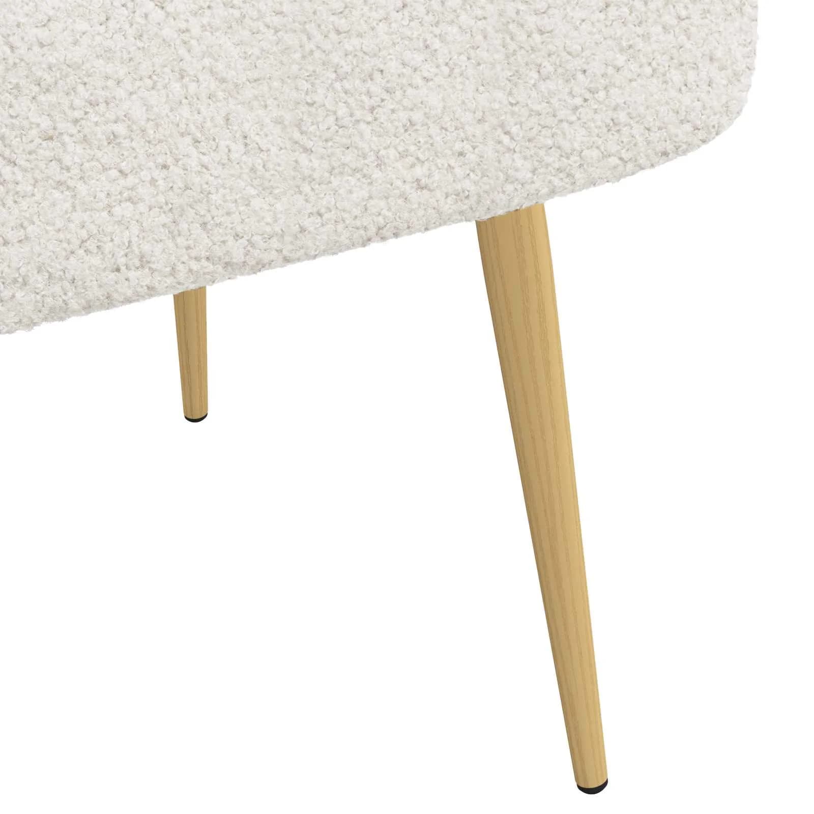 Oblazinjena klop z naslonom Krem 110 x 60 x 76 cm Bouclé - slika 6