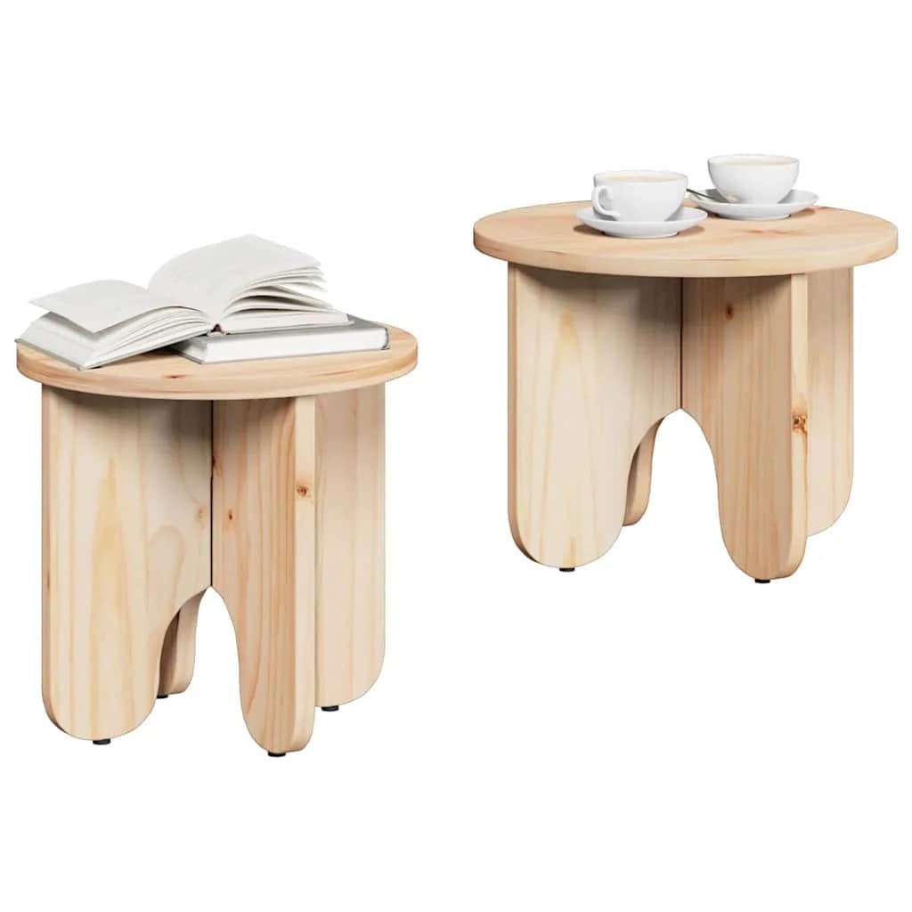 Klubska miza 2 kos Naravna 39.5 x 39.5 x 30 cm Trden borov les - slika 3