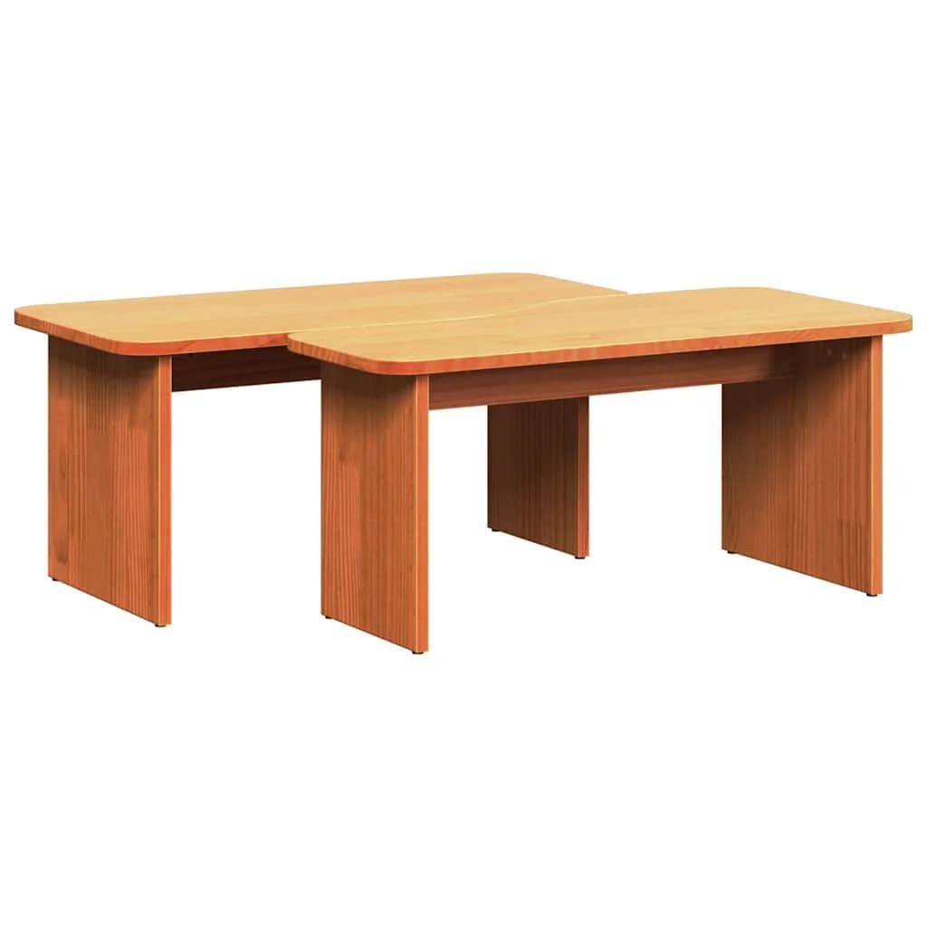 Klubska miza 2 kos Voskast rjav 100 x 69 x 35,5 cm - slika 11