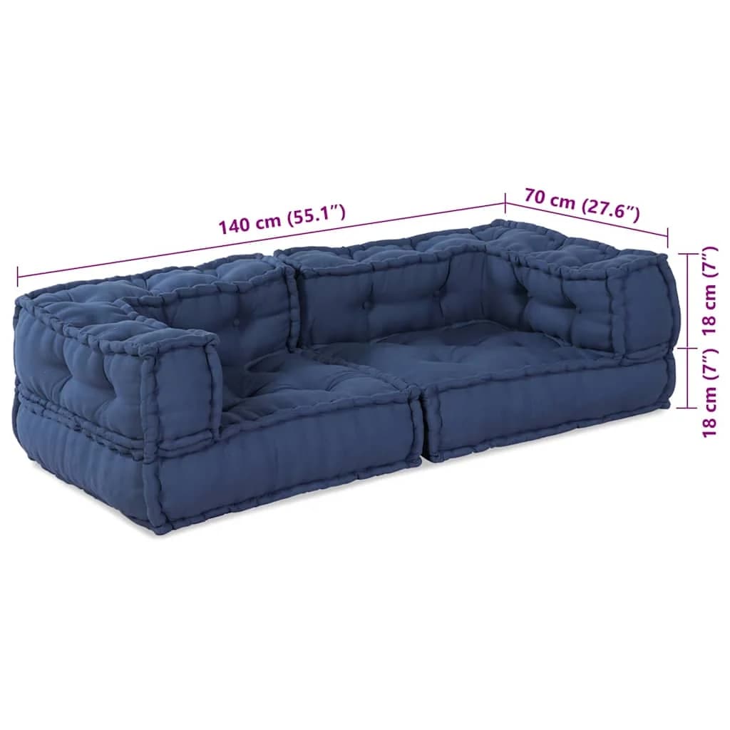 Modularna sedežna enota 3 kos Blago Indigo 140 x 70 x 36 cm - slika 10