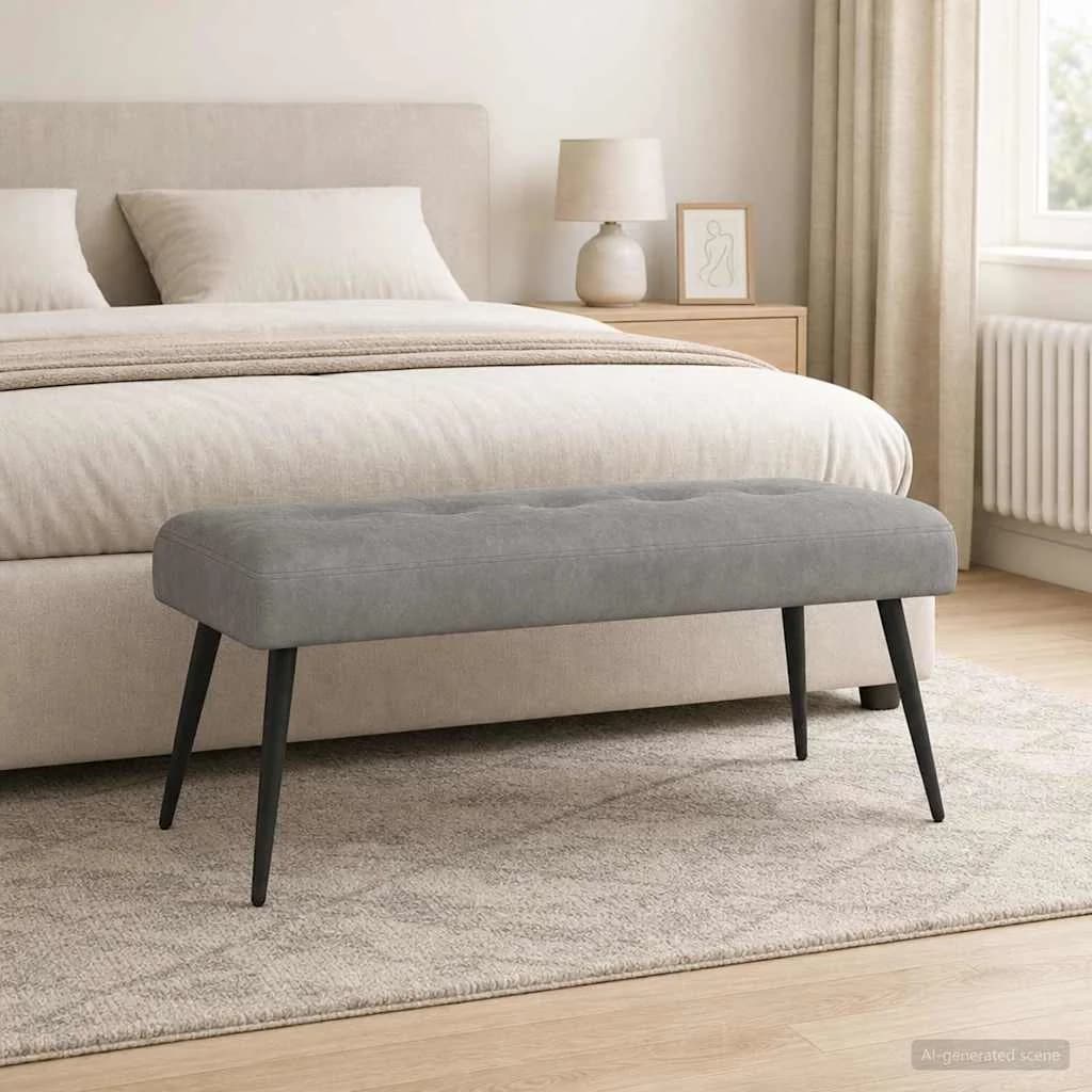 Klop s gumbnim oblazinjenjem Svetlo siva 110 x 40 x 46 cm Žamet