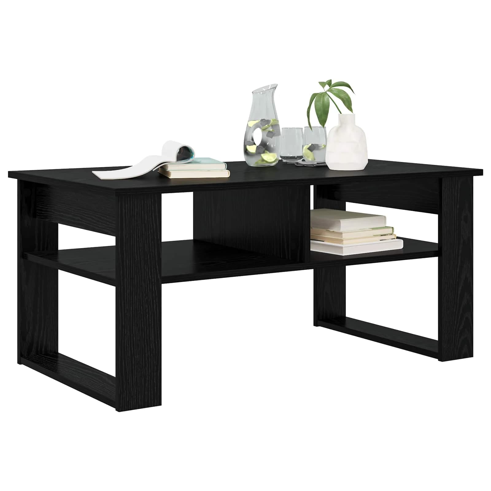 Klubska miza Črna Orehovina 96 x 54 x 44 cm Inženirski les - slika 3