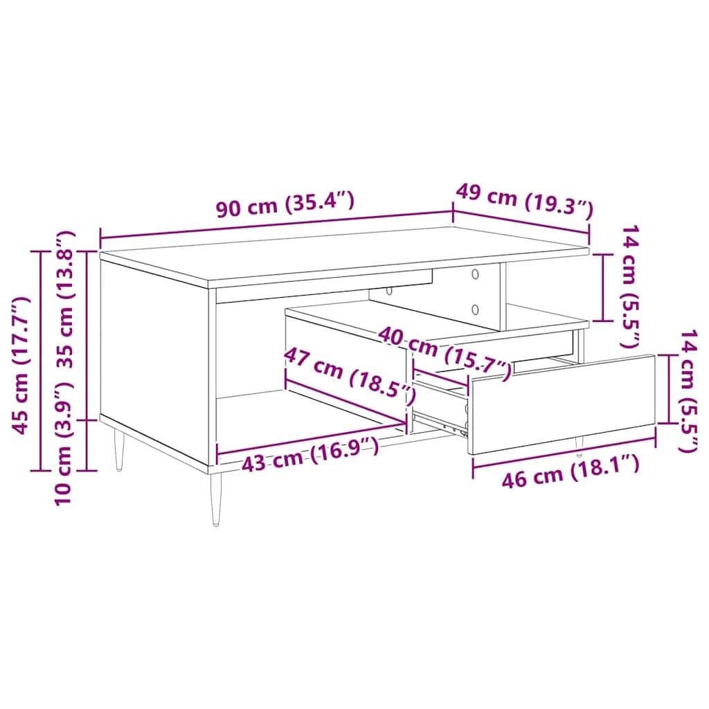 Klubska miza Star les 90 x 49 x 45 cm Inženirski les - slika 12