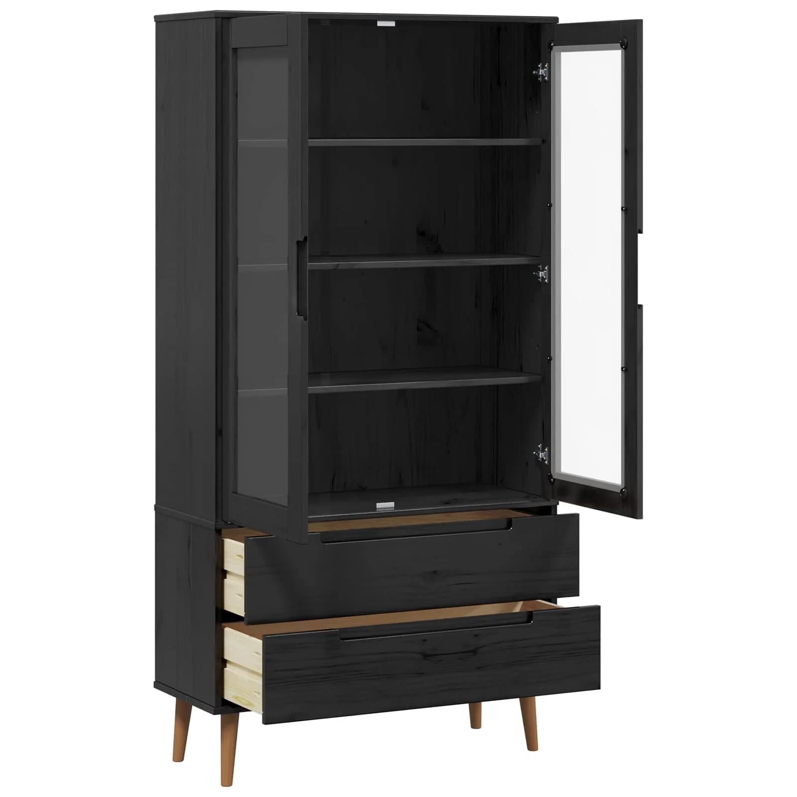 Stekleni prikazni kabinet MOLDE 90 x 35 x 175 cm Trdna borovina - slika 3