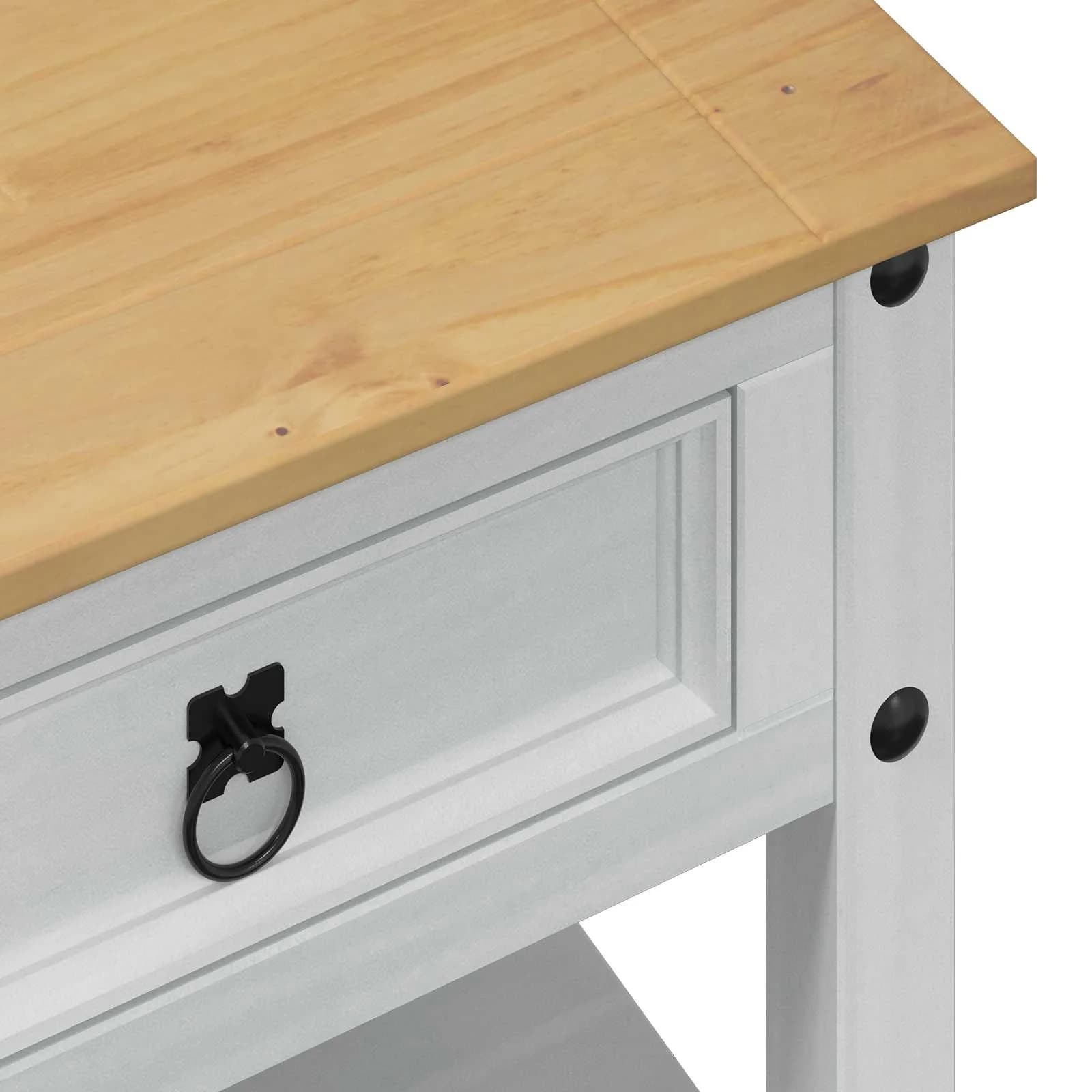 Klubska miza s predalom Bela 100 x 48 x 45 cm Trdna borovina - slika 7