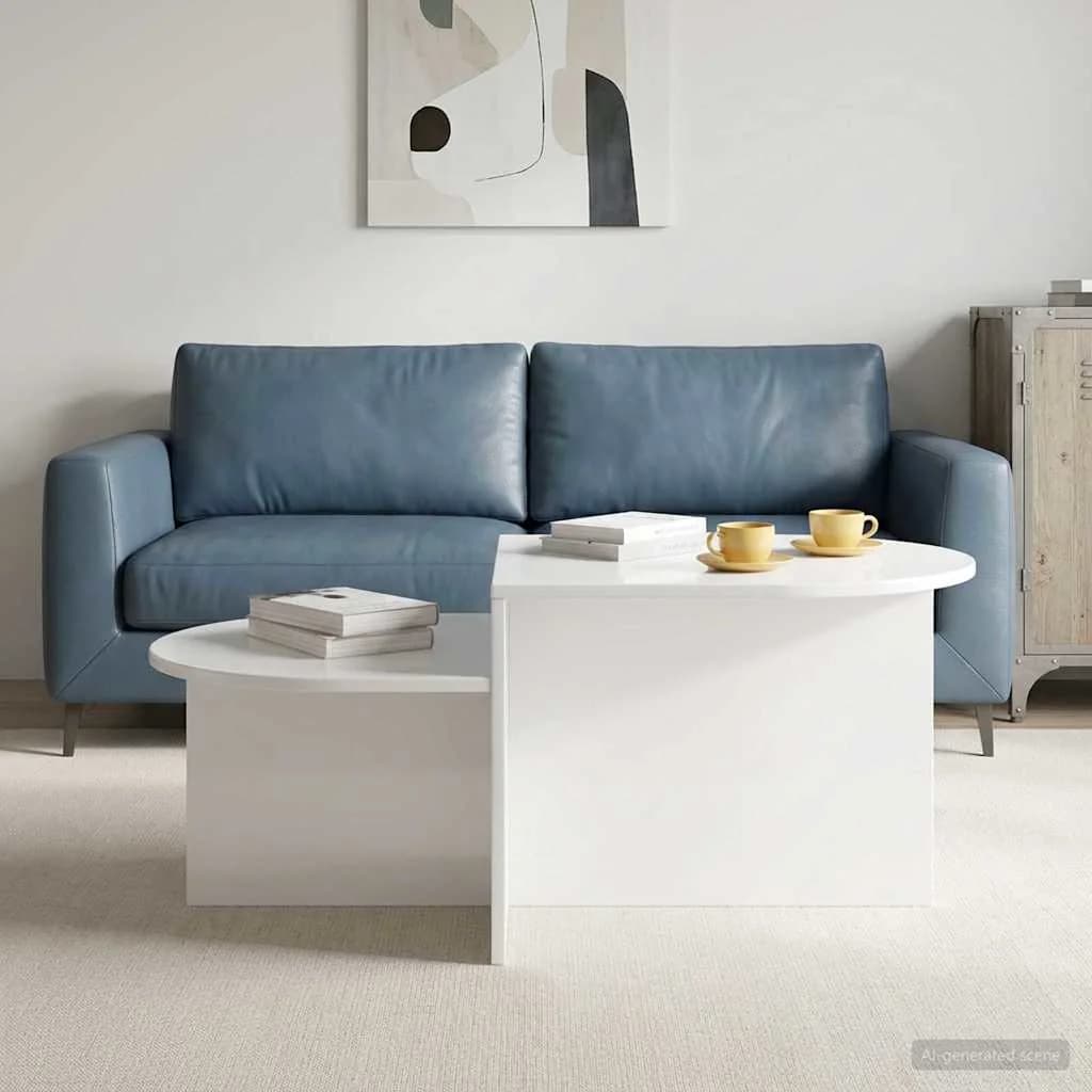 Klubska miza Bela visok sijaj 100 x 50 x 40 cm Inženirski les