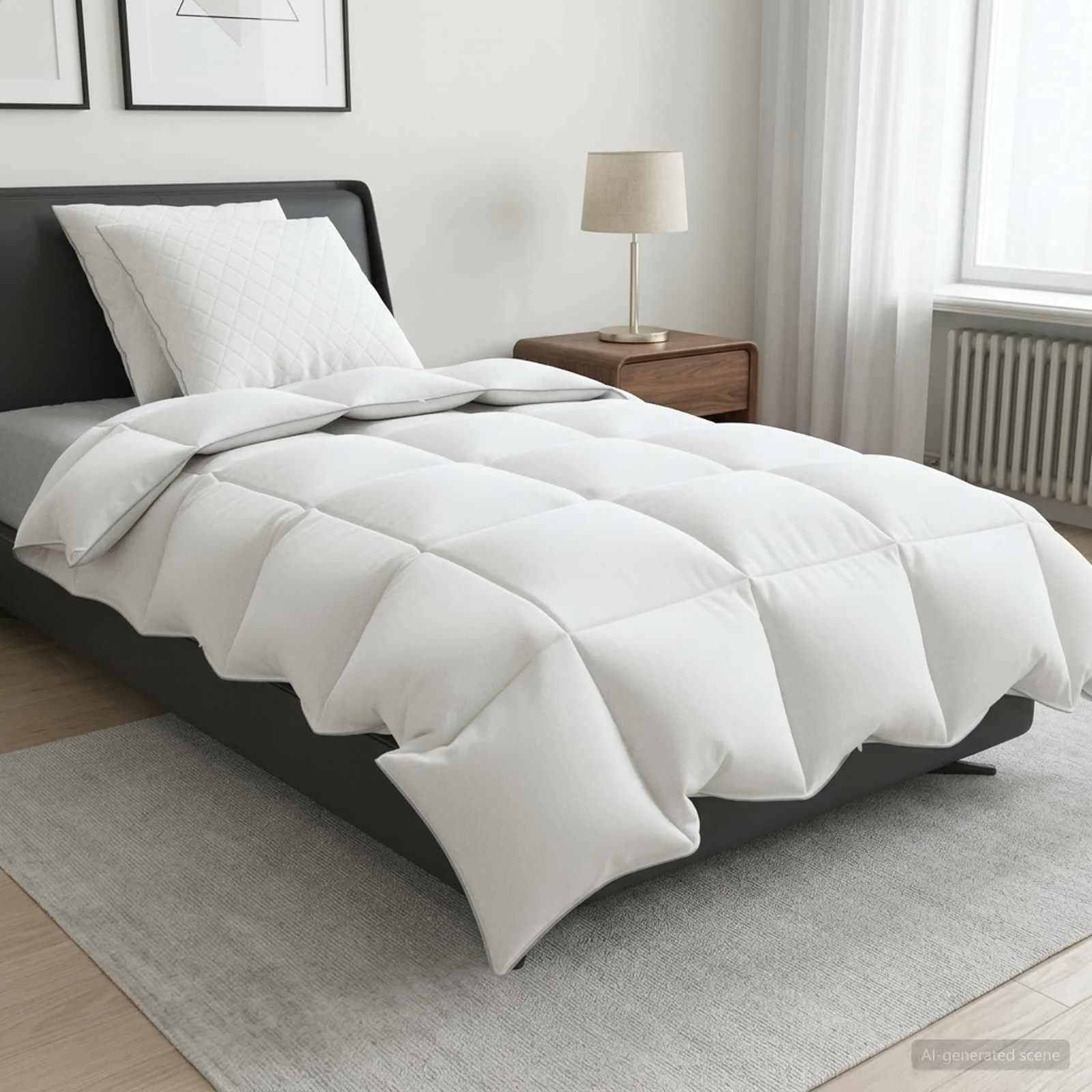 90% Gosji puh set odej FULDA 3 kos 135 x 220 cm 210 GSM Bela