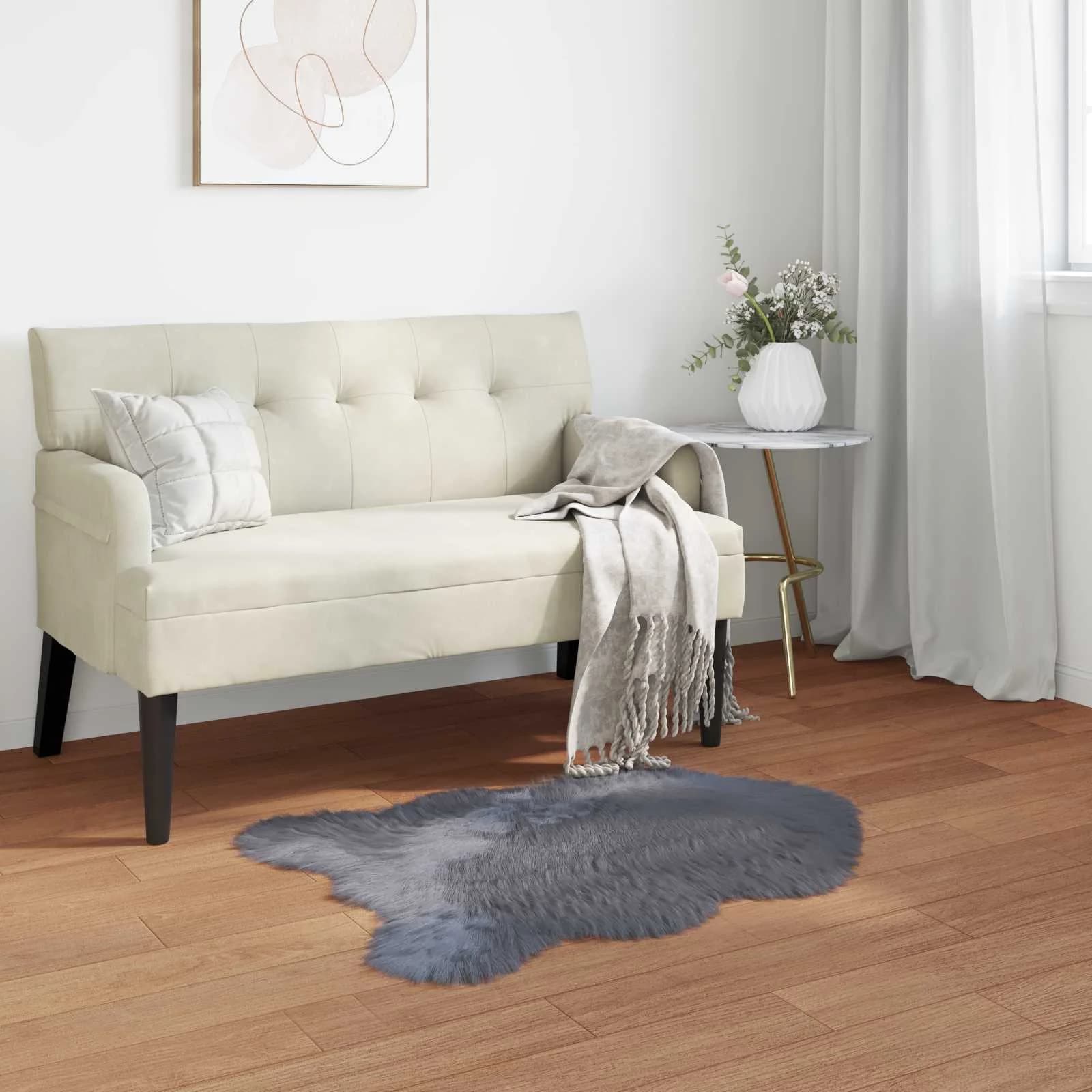 Preproga iz umetnega ovčjega krzna TAFALLA Antracit 80 x 120 cm