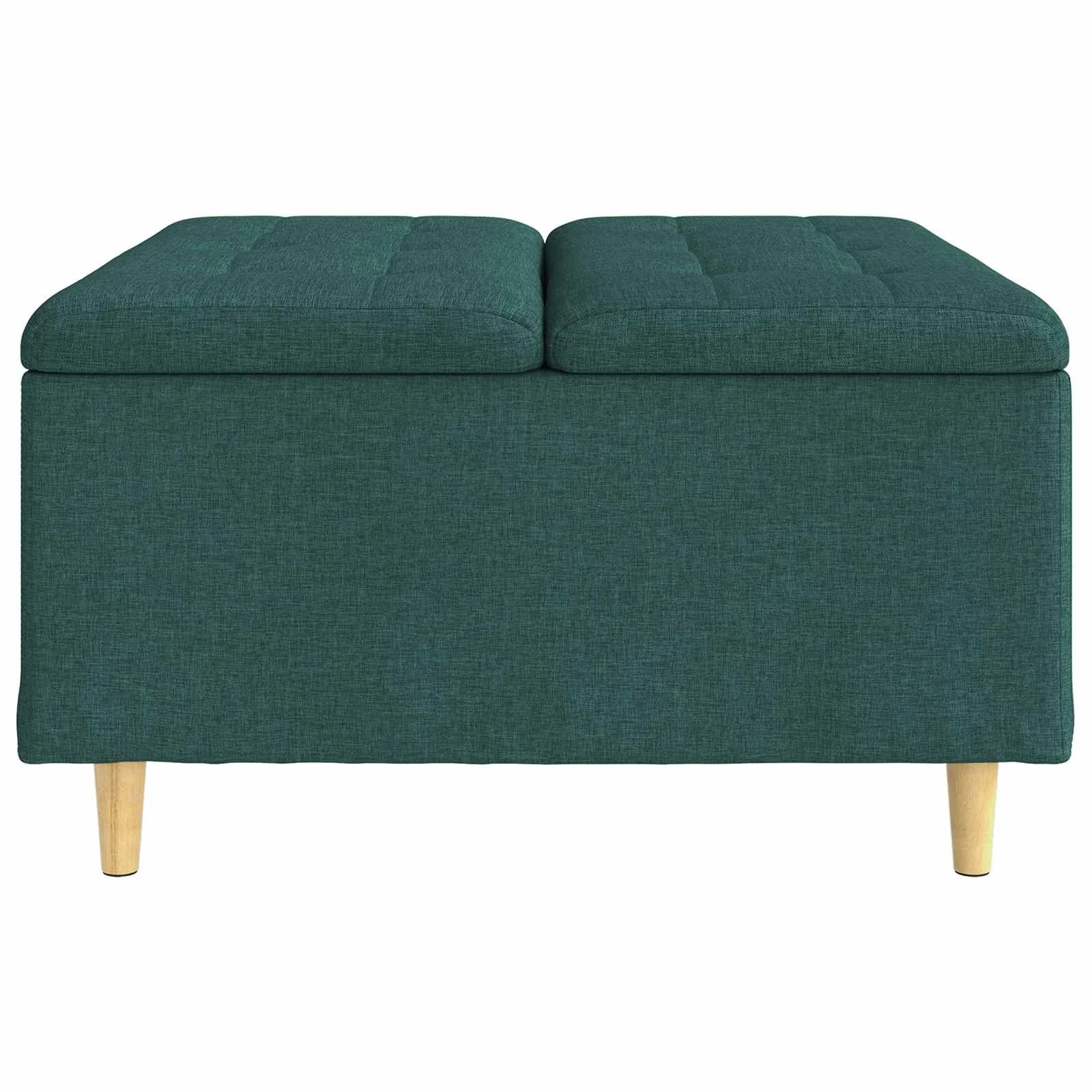 Shranjevalna tabureta Temno zelena 80 x 80 x 45 cm blago - slika 5