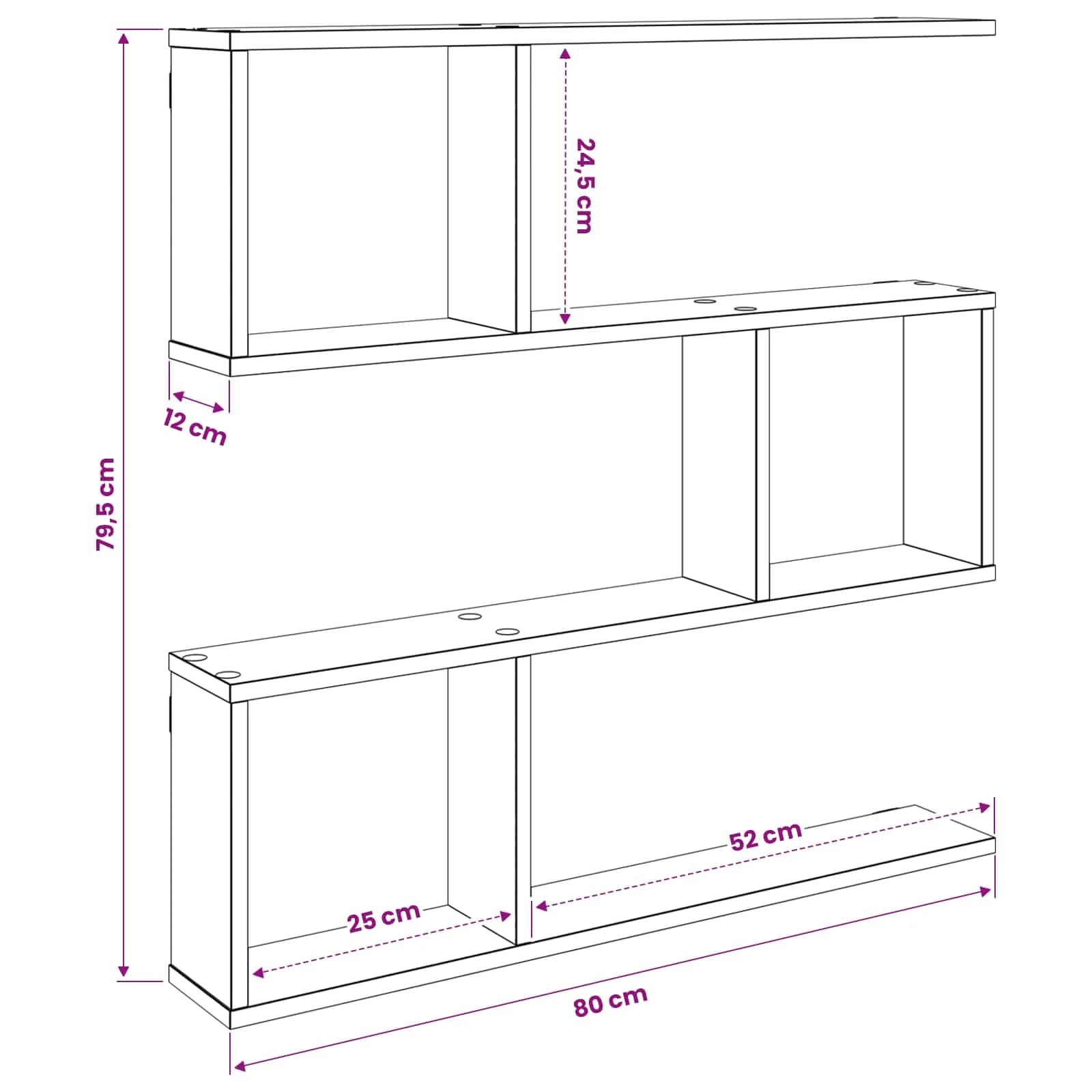 Stenska polica Bela 80 x 12 x 79,5 cm Inženirski les - slika 9