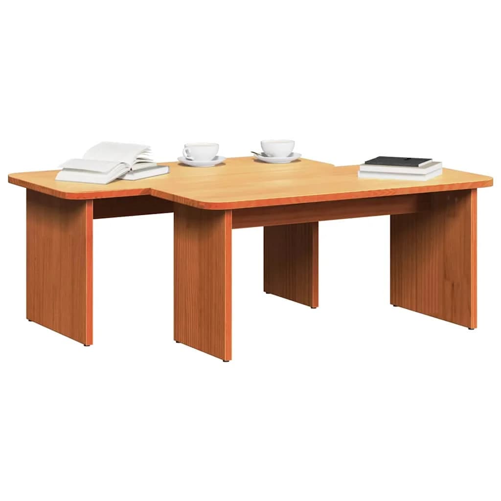 Klubska miza 2 kos Voskast rjav 100 x 69 x 35,5 cm - slika 3