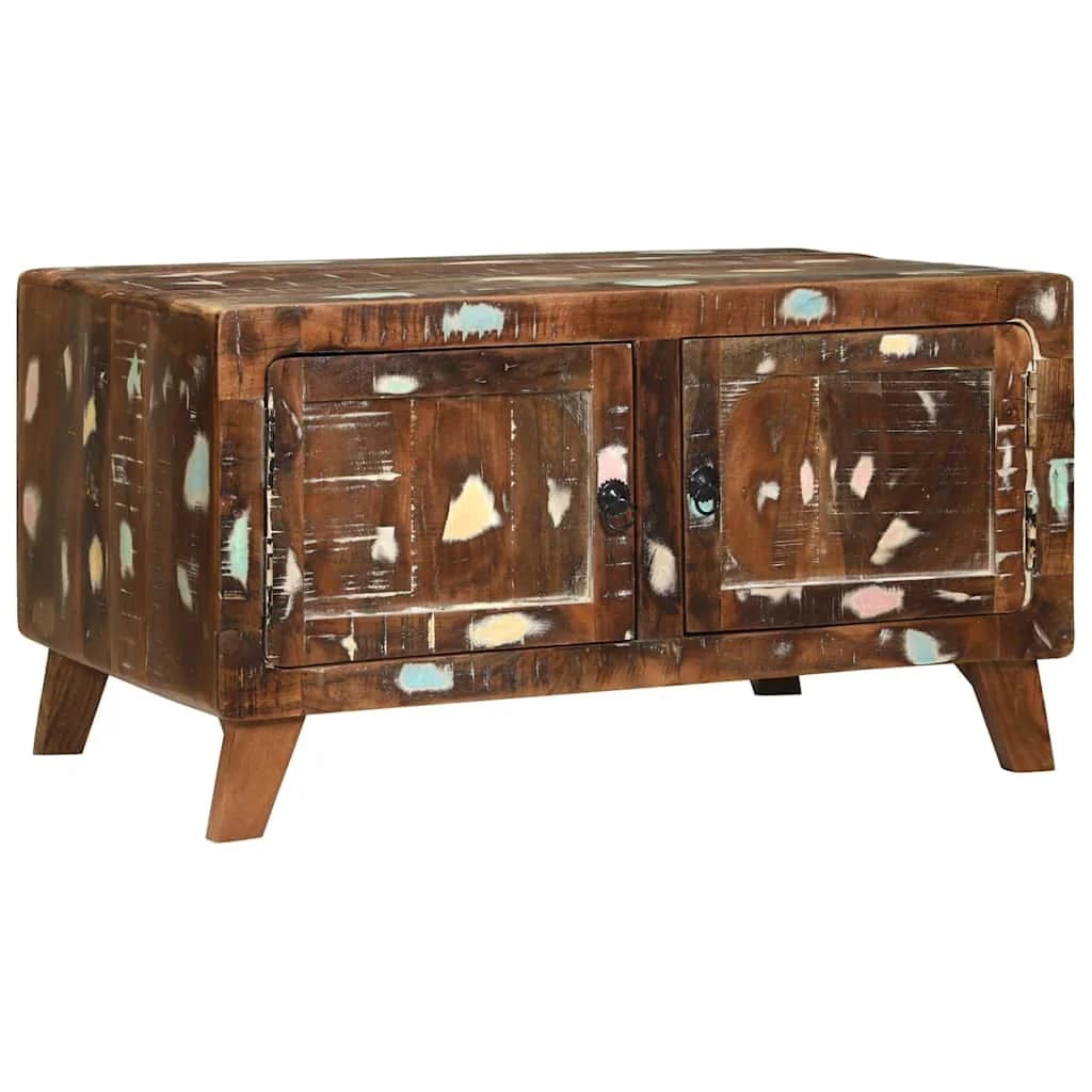 Klubska miza večbarvno 80 x 54 x 45 cm Trdna obnovljena les - slika 8
