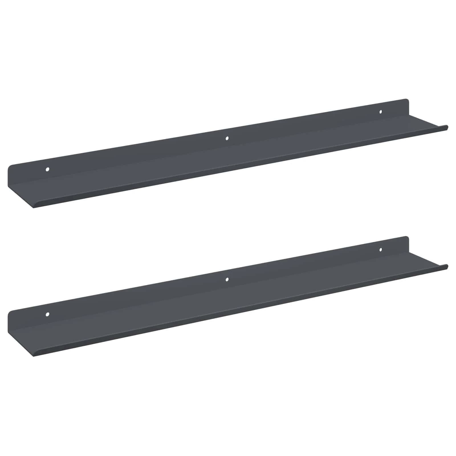 Ležeča polica Montaža za steno 2 kos Antracit 60 x 8,5 x 2,5 cm - slika 2
