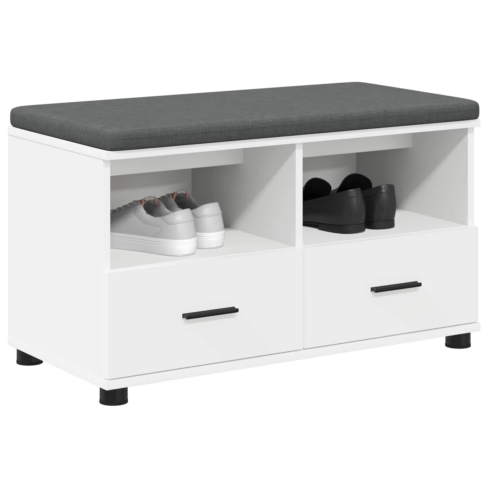 Haldna klop Bela 80 x 38 x 46 cm Oblikovan Les in Tkanina - slika 3