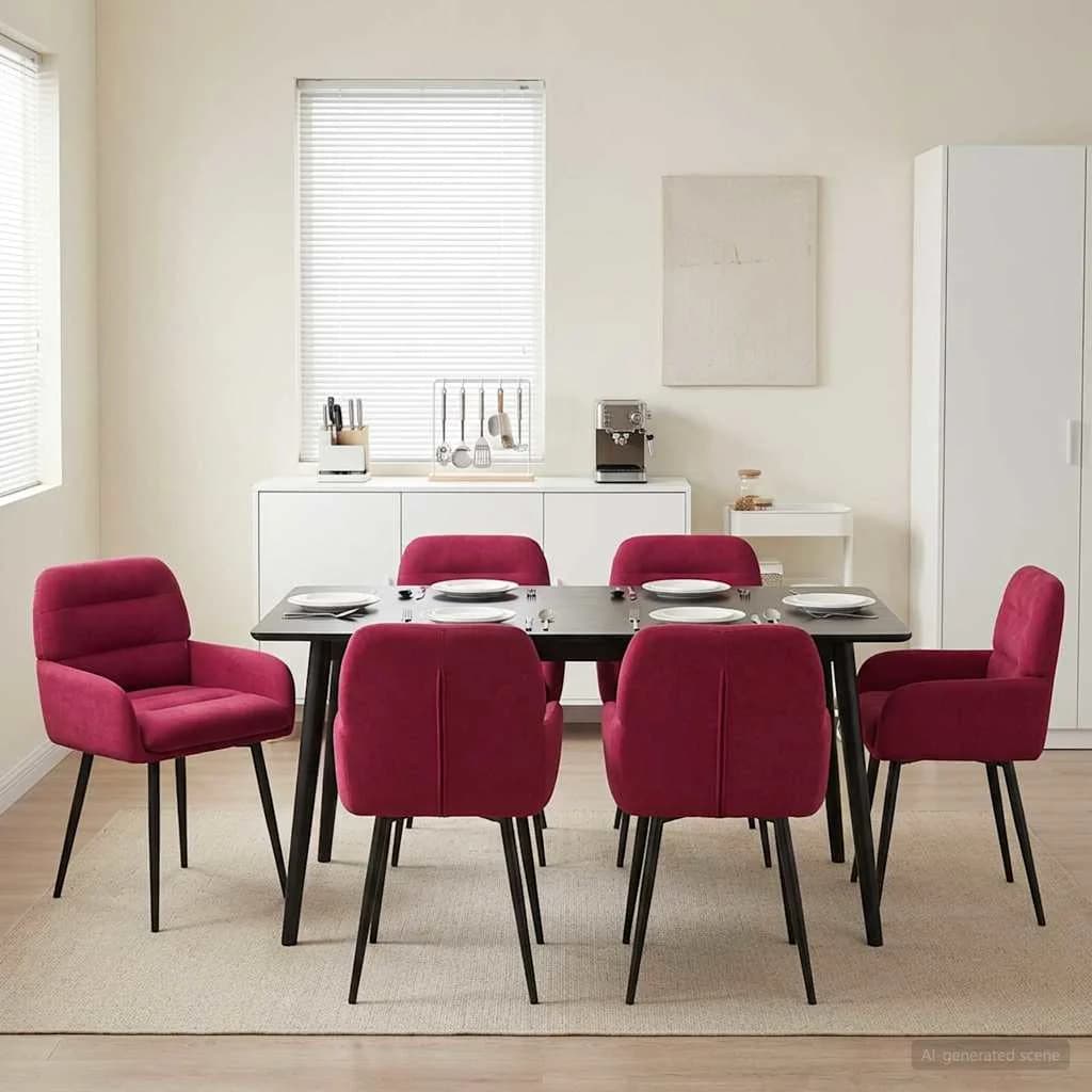 Jedilni stoli 6 kos Žamet Vinorodna rdeča 59 x 59,5 x 90 cm