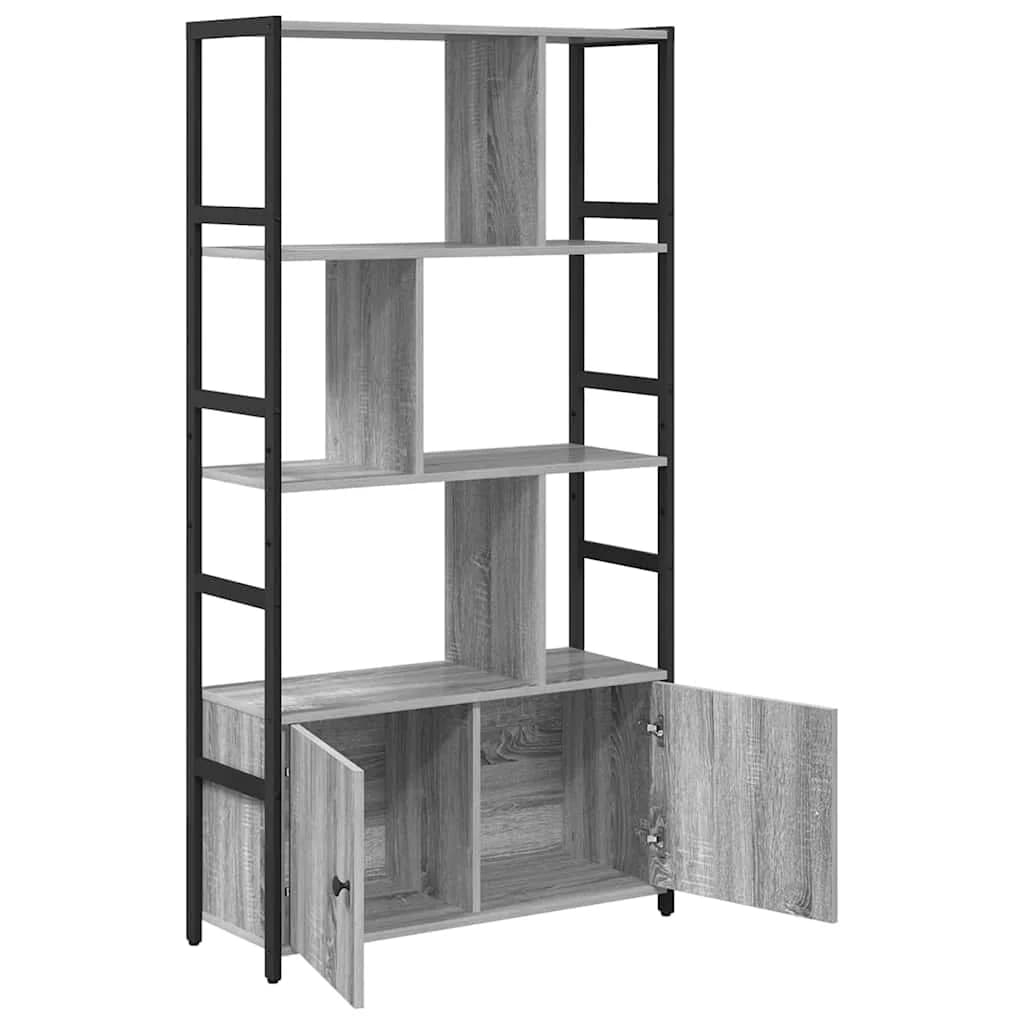 Knjižna polica 80 x 30 x 155,5 cm Inženirski les Siva sonoma - slika 5