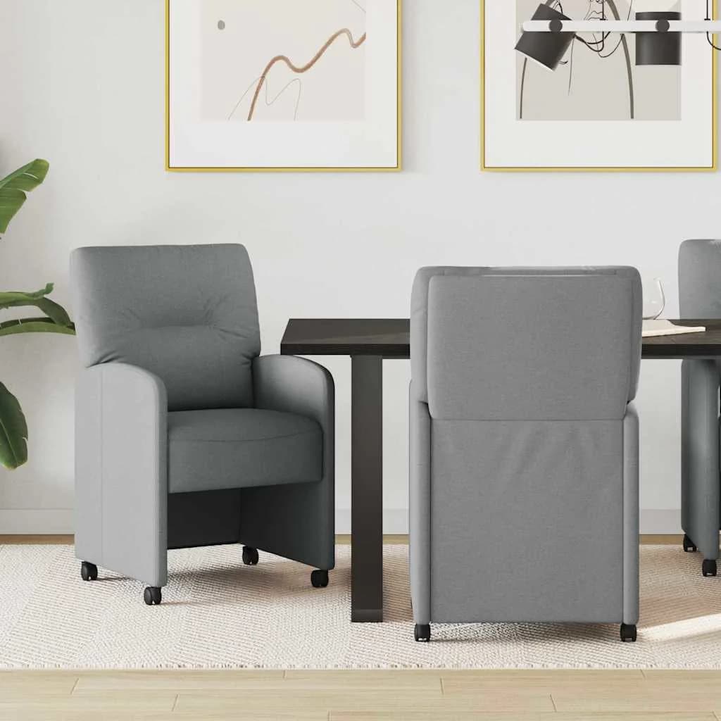Jedilni stoli s kolesi 2 kos blago Svetlo siva 57 x 67 x 95 cm