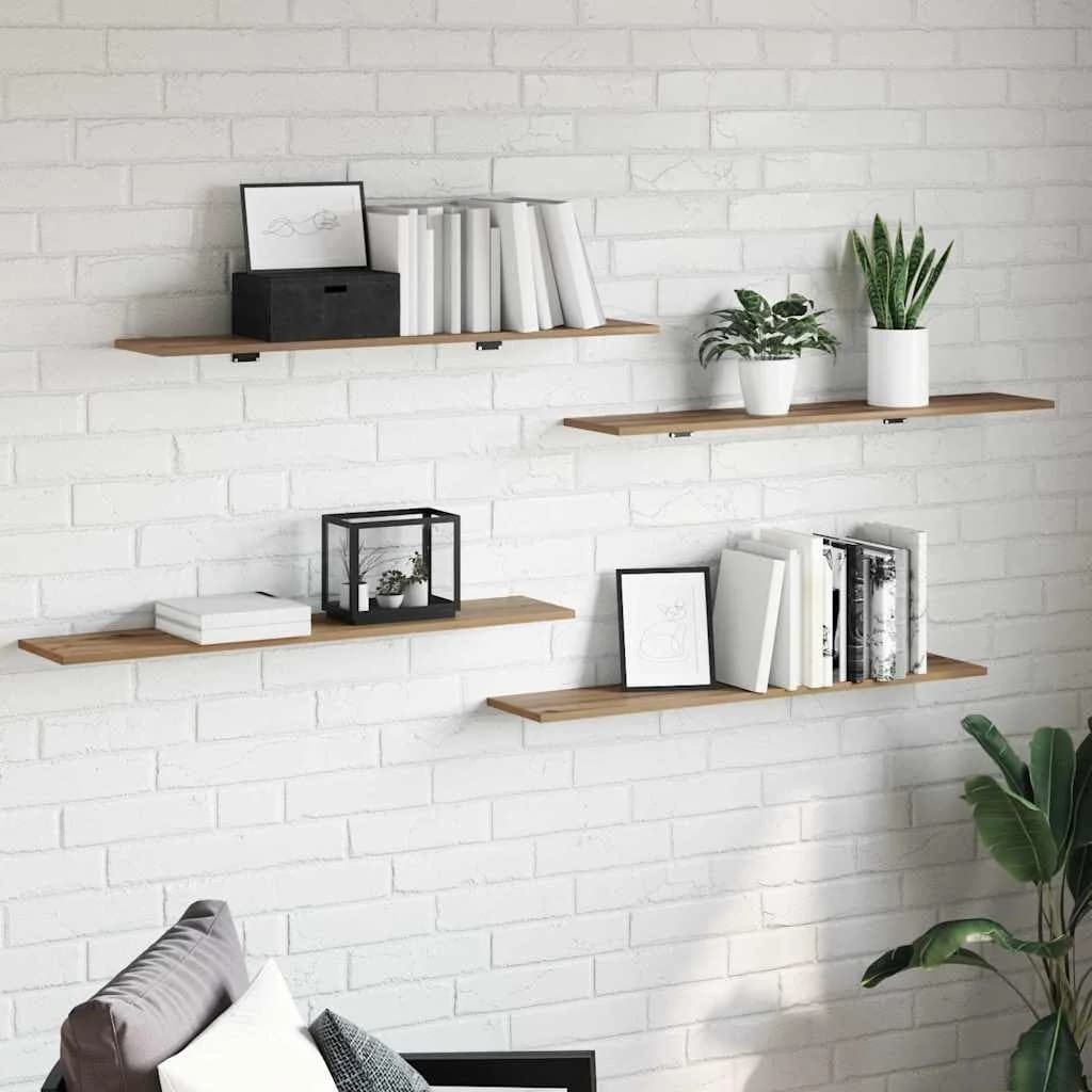 Polica za knjige 3 nivojev 4 kos 100 x 20 x 1,5 cm Rjava
