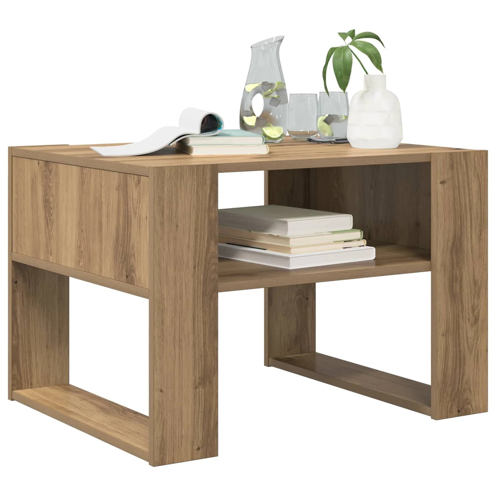 Klubska miza Umetni hrast 66 x 53 x 45 cm Inženirski les - slika 3