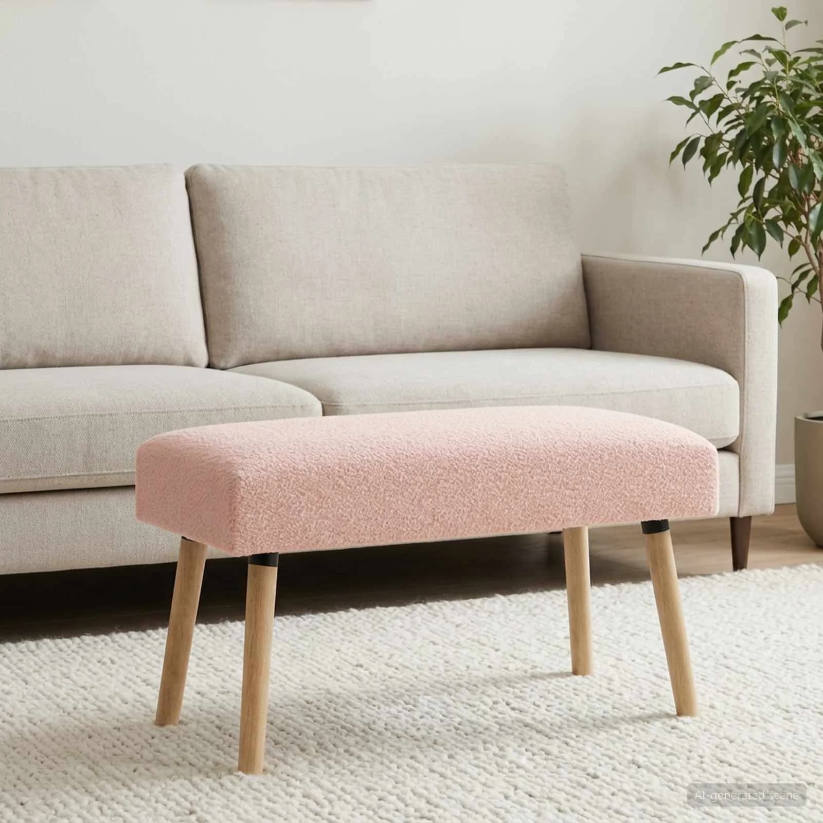 klop Enobarvno Roza 80 x 40 x 46 cm Bouclé - slika 4
