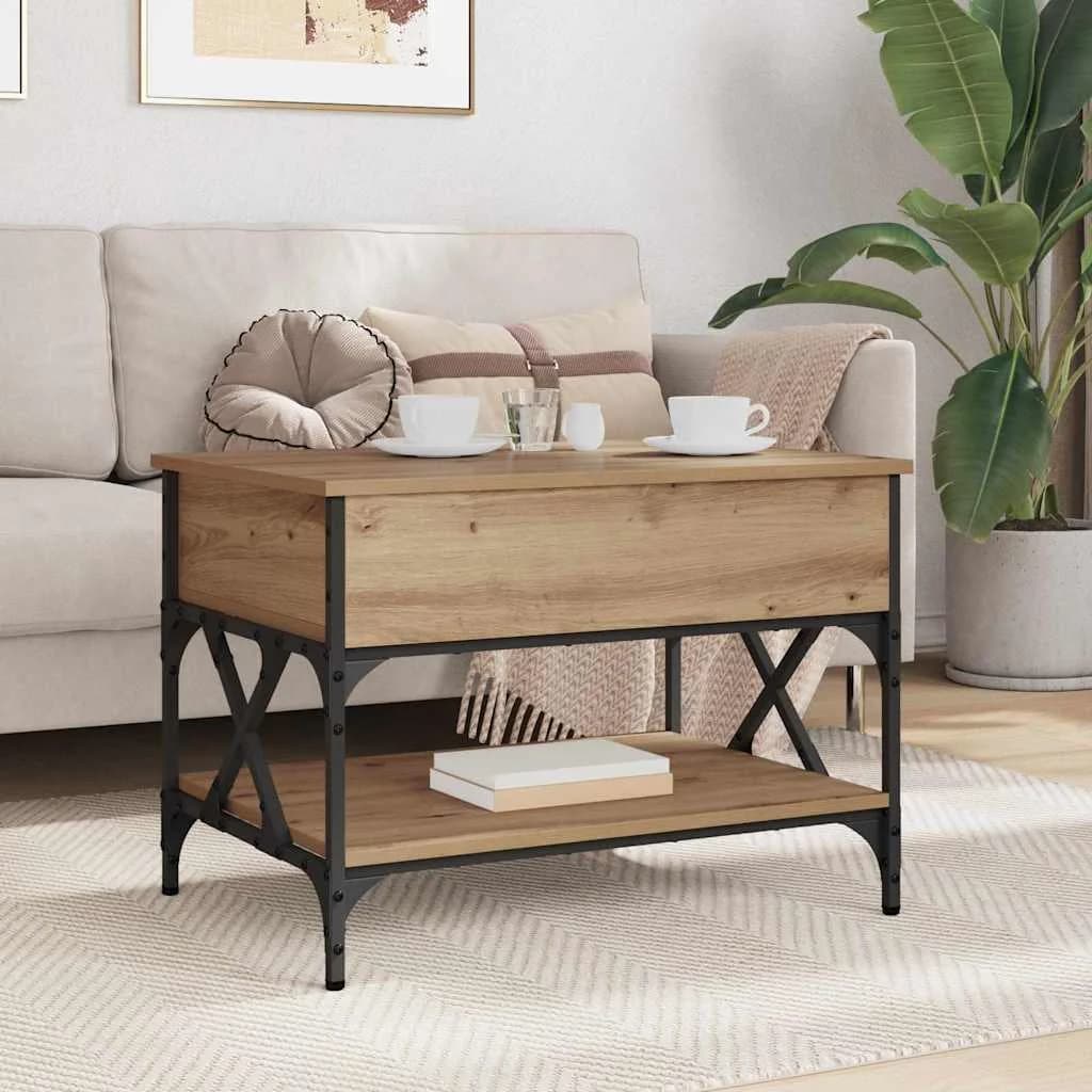 Klubska miza Umetni hrast 70x50x50cm Inženirski les - slika 4