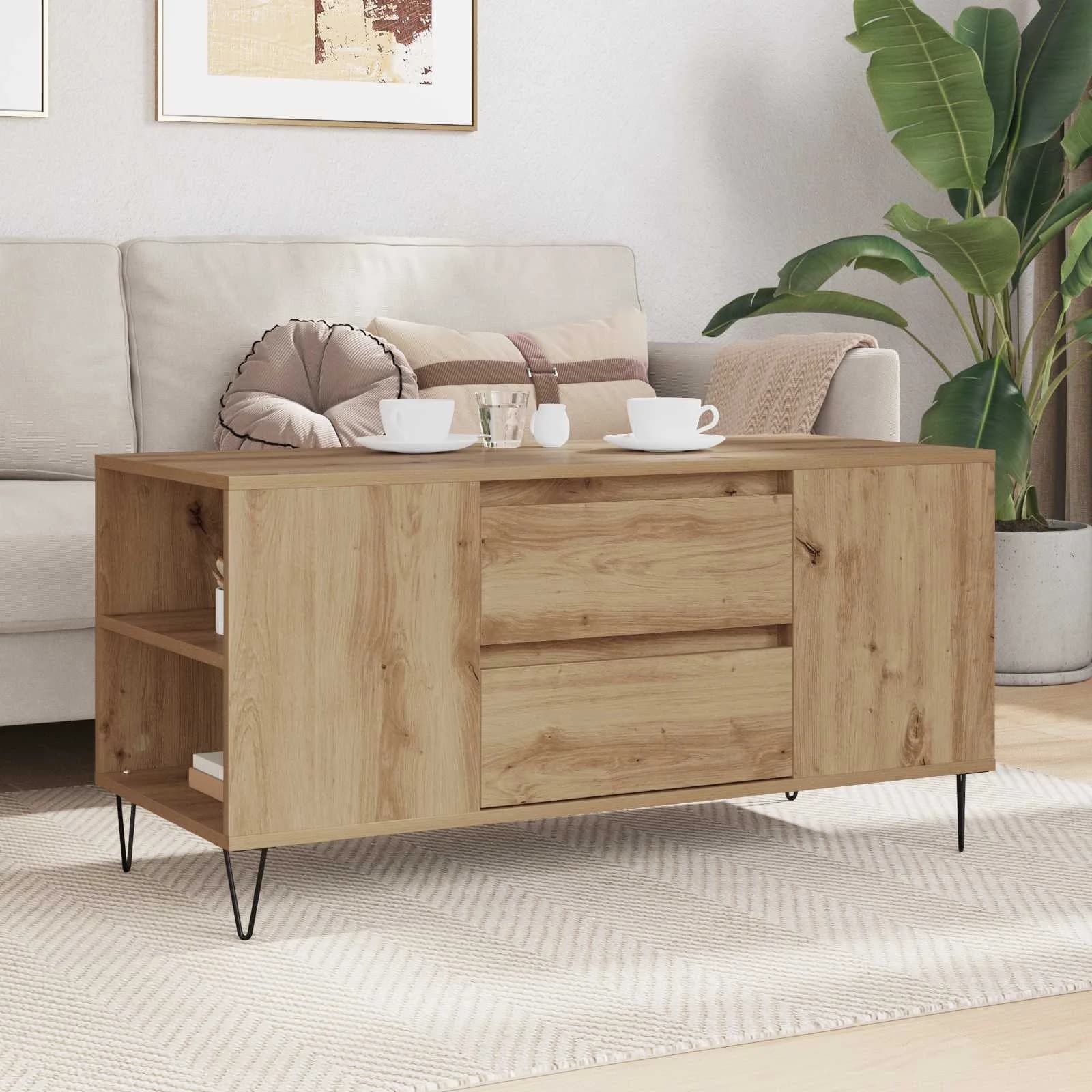 Klubska miza Umetni hrast 102 x 44,5 x 50 cm Inženirski les - slika 4