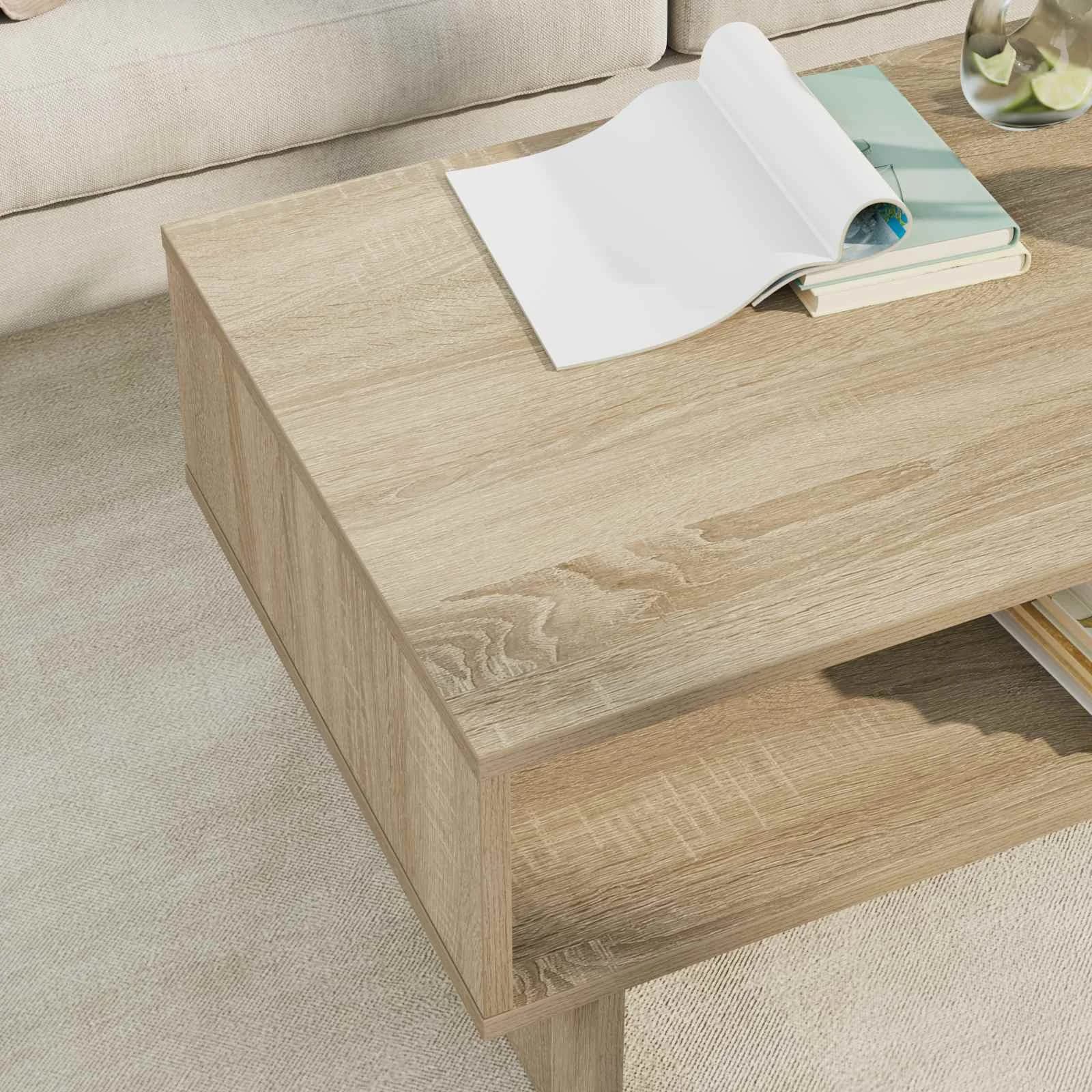 Klubska miza Sonoma hrast 80 x 46 x 35 cm Inženirski les - slika 4