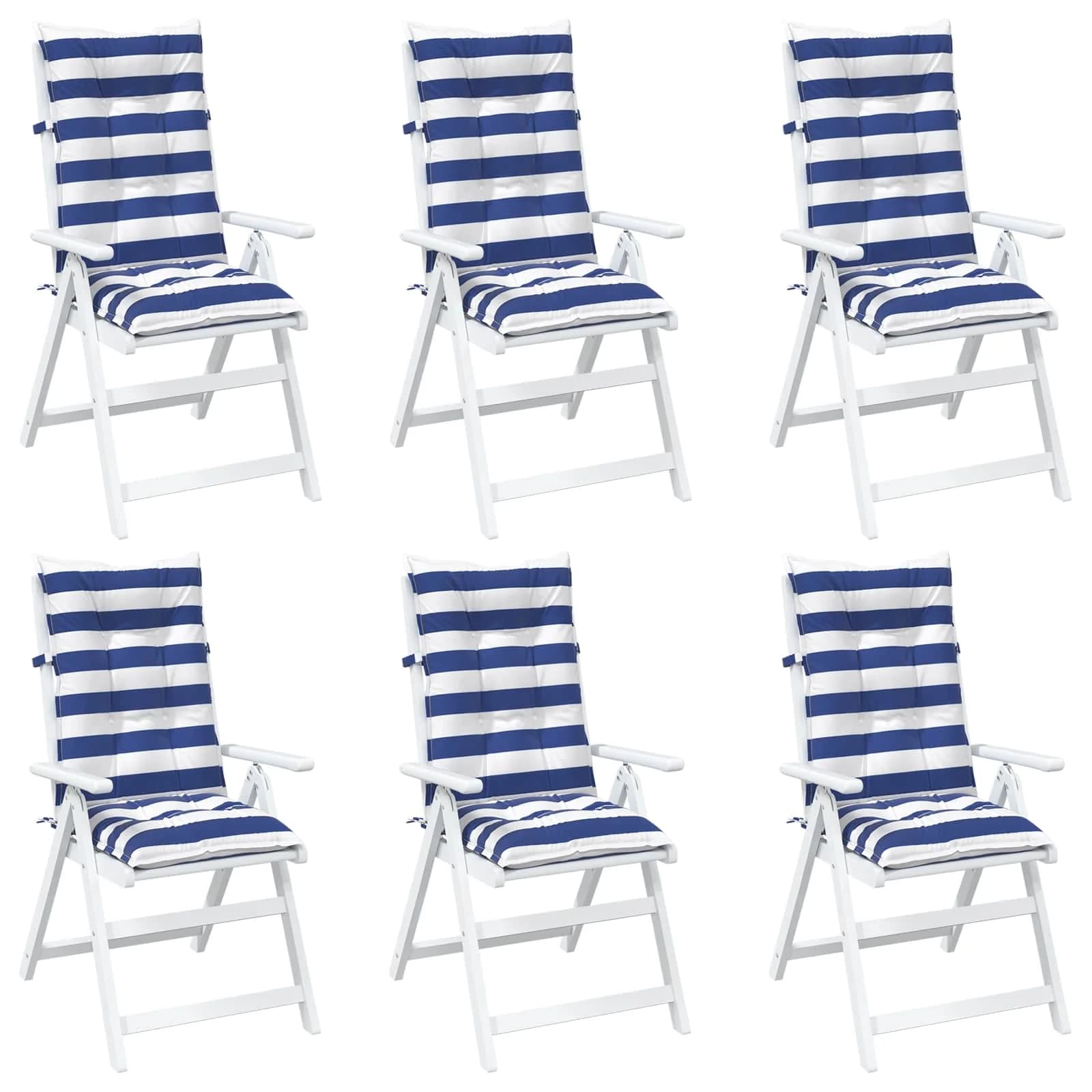 Zunanja blazina 6 pcs Modra in bela 120 x 50 x 7 cm Blago - slika 3