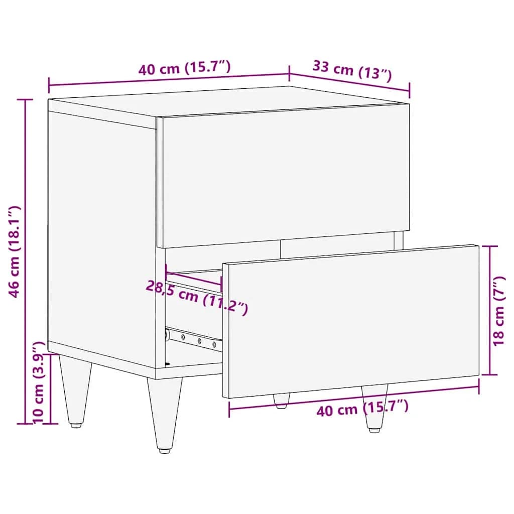 Nočna omarica 2 kos Medeno rjava 40 x 33 x 46 cm - slika 12
