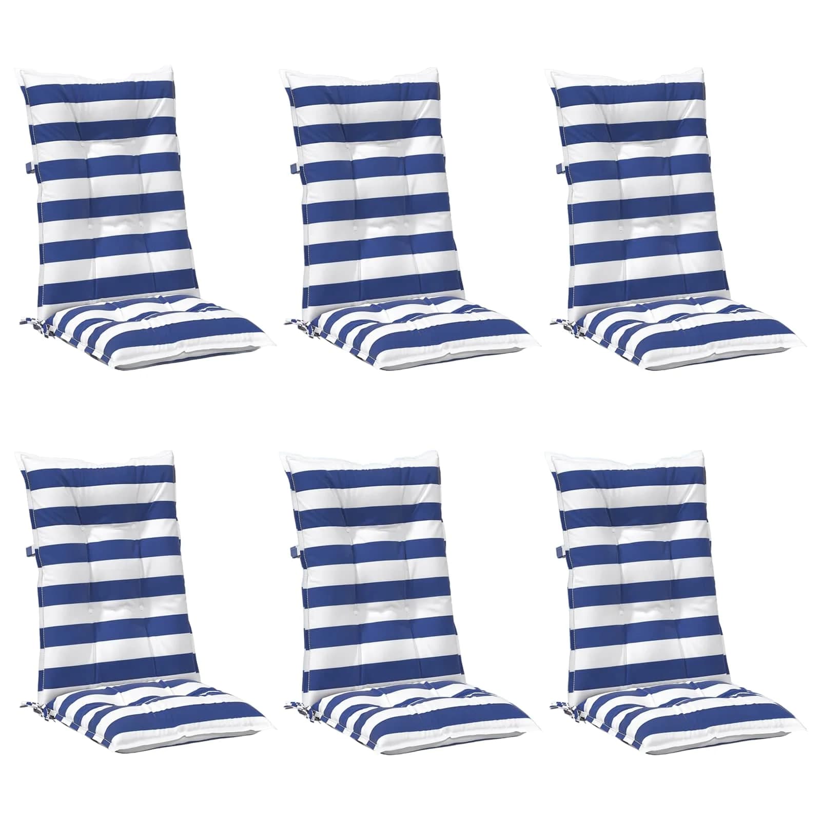 Zunanja blazina 6 pcs Modra in bela 120 x 50 x 7 cm Blago - slika 2