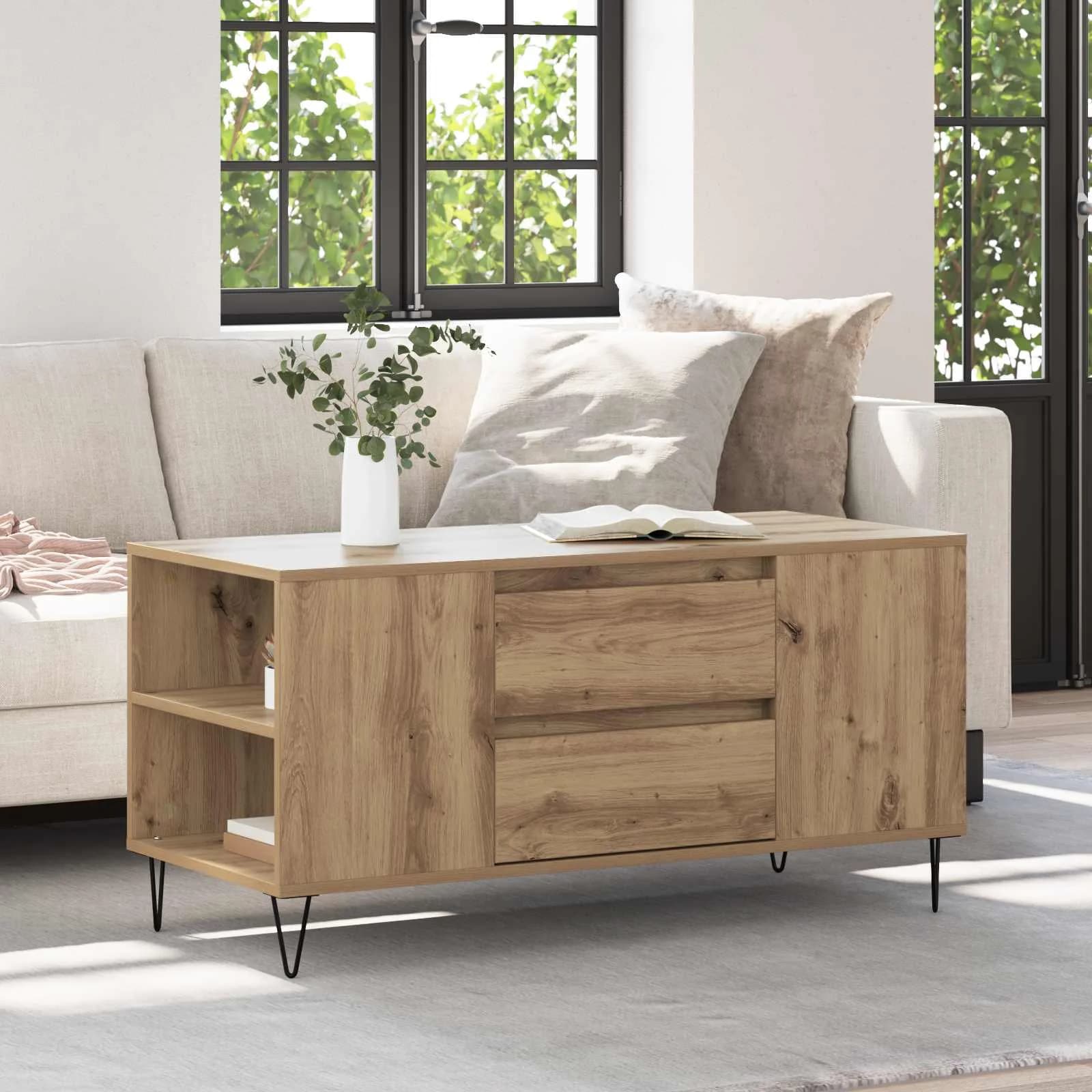 Klubska miza Umetni hrast 102 x 44,5 x 50 cm Inženirski les